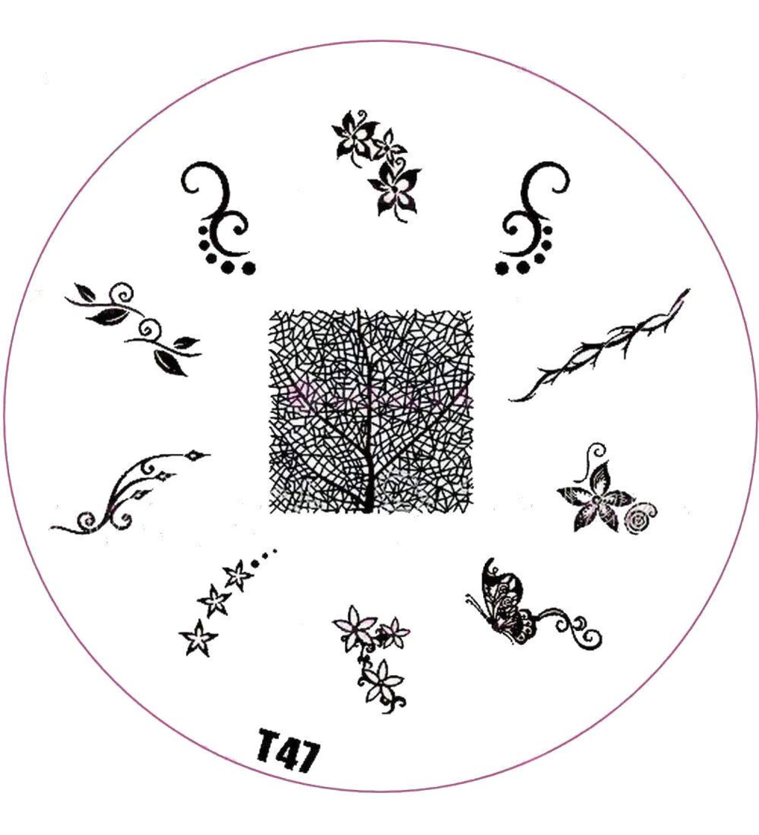 ++SPECIAL ITEM++ Stamping stencil T-Series: T47 tendrils skeleton leaf butterfly