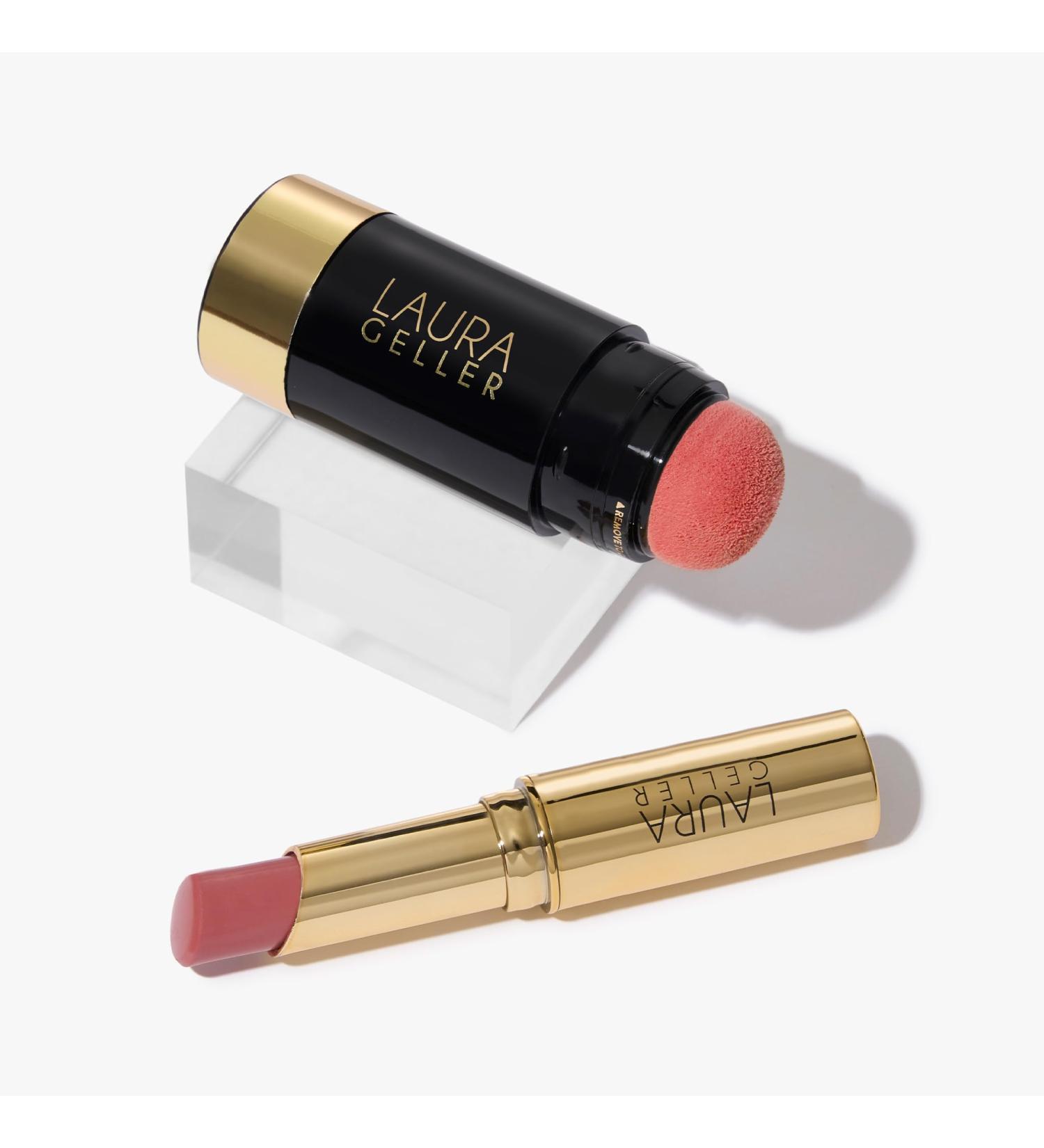 LAURA GELLER NEW YORK Quench-n-Colors Kit - Serum Blush Tint Poppy Peach and Jelly Balm Moisturizing Tinted Lip Balm In the Buff - Buy Online on GoSupps.com