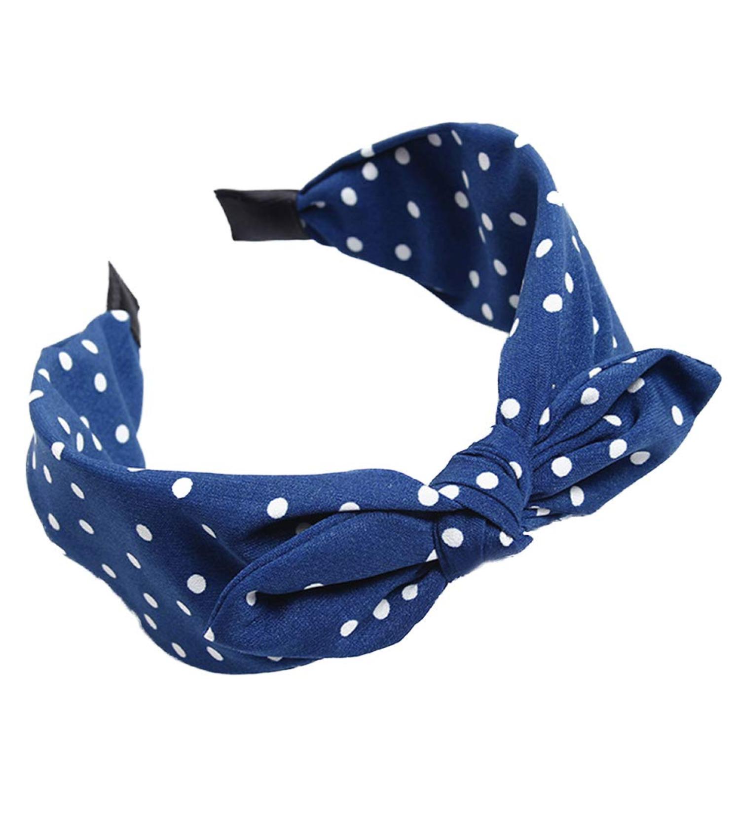 Shop Stylish Blue Dot Wide Band Bow Headband for Women - Perfect for Every Occasion | International Shipping - Buy Online on GoSupps.com