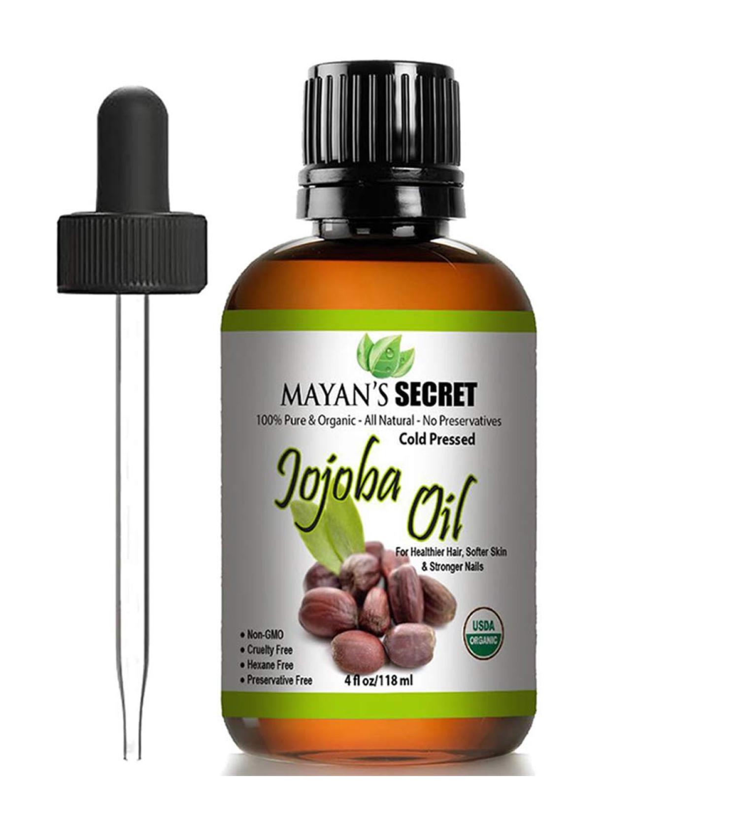 Jojoba Oil USDA Certified Organic (4oz Large) | Natural Cold Pressed Unrefined Hexane Free Oil for Hair & Face | Carrier Oil