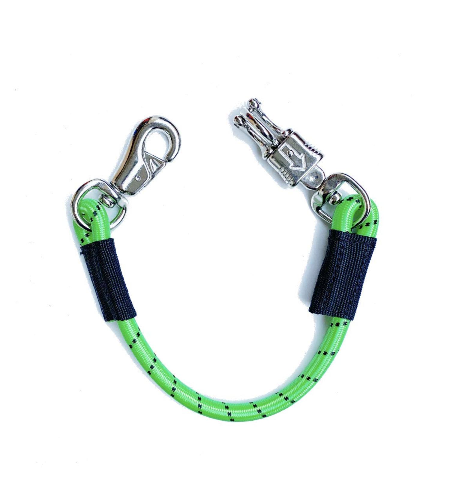 Transport elastic binding trick elastic rubber binder bindle chain with panic hook and bull snap for equestrian horse trailer box and stable (80 cm green)