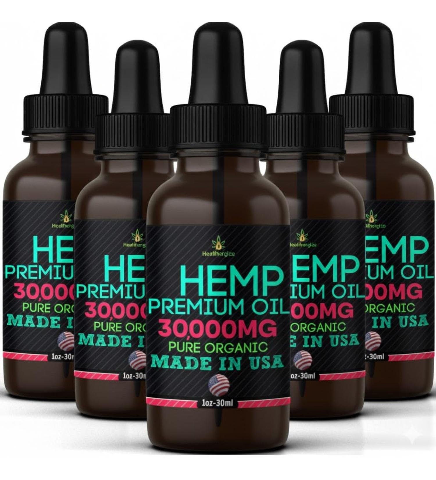 Hemp Oil-5 Pack-High Potensy Hemp Seed Oil-Organic HempOil, Full Flavor Natural Benefits-Made in USA-for Skin, Calm, Discomfort, Muscles, Massage-Safe for Pets-Full Omega 3, 6, 9 - Buy Online on GoSupps.com