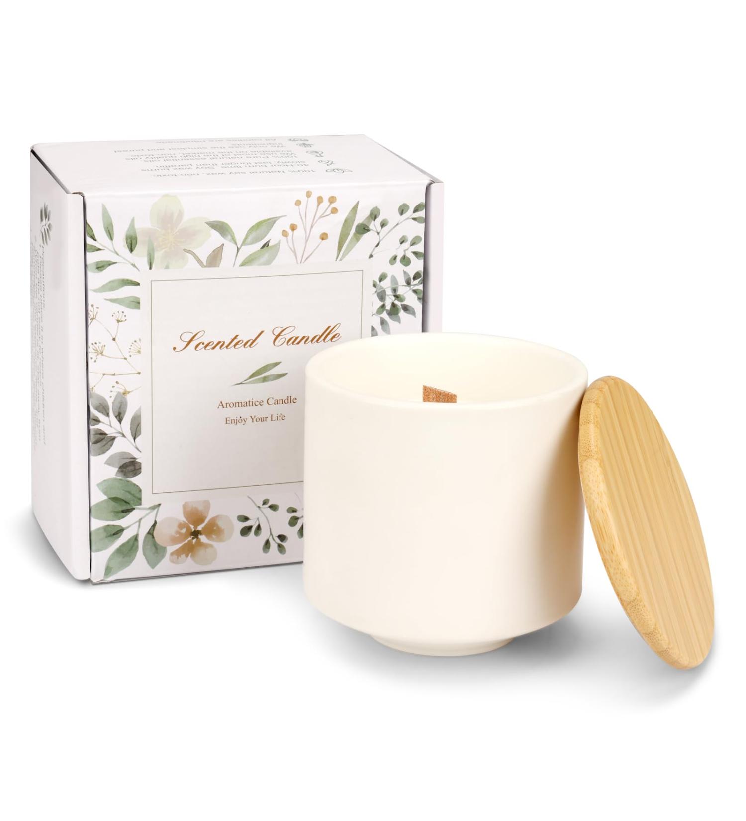 Plingry Lavender Candle - Non-Toxic Soy Wax Wood Wick Aromatherapy 7oz Ceramic Jar - Relax & Restore Mind & Body - Buy Online on GoSupps.com