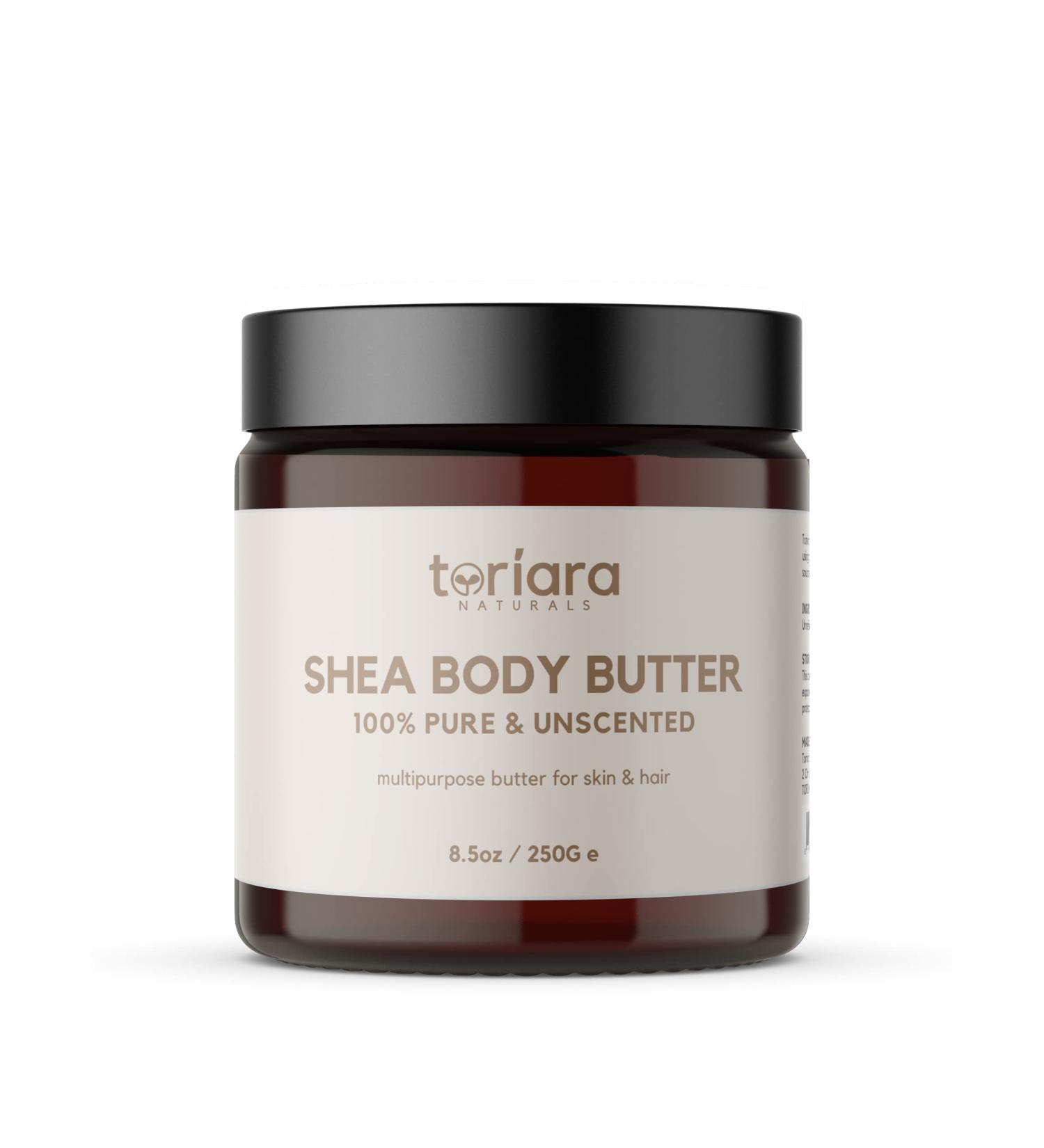Toriara Naturals Shea Body Butter 100% Pure and Unscented Treats Burns Insect Bites Eczema Psoriasis- Repair Restore and Nourish 250g - Buy Online on GoSupps.com