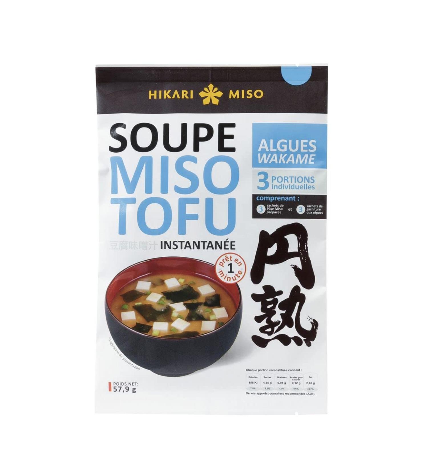 AUCHAN Pack of 3 units *** HIKARI Instant Miso Soup with Tofu and Wakame Seaweed 3 servings 57.9g