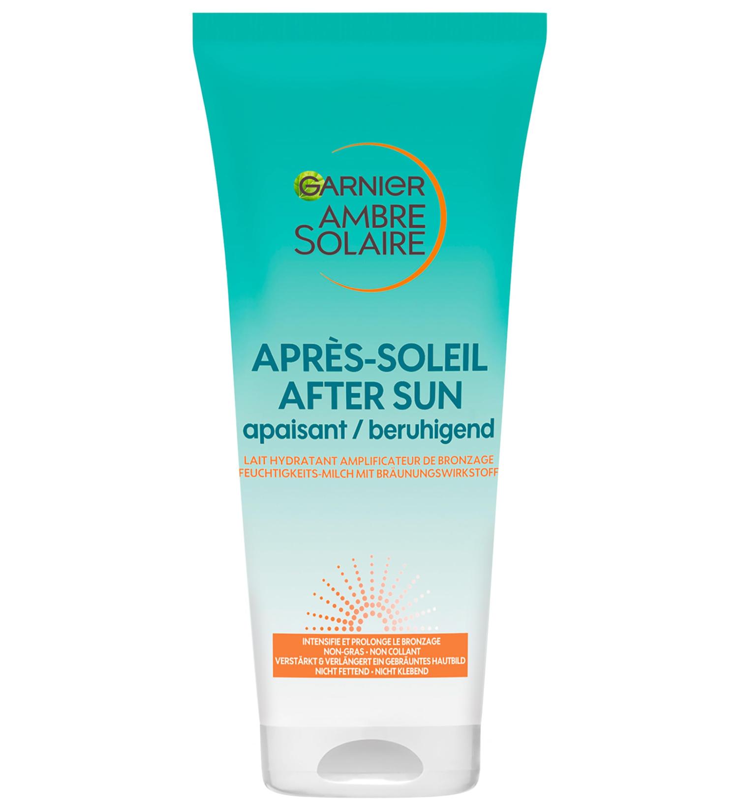 Garnier After Sun Lotion - Gently Browning Moisture Milk for Tanned Skin | AMBRE Solaire Soothing Moisture Milk 200ml | International Shipping Available - Buy Online on GoSupps.com