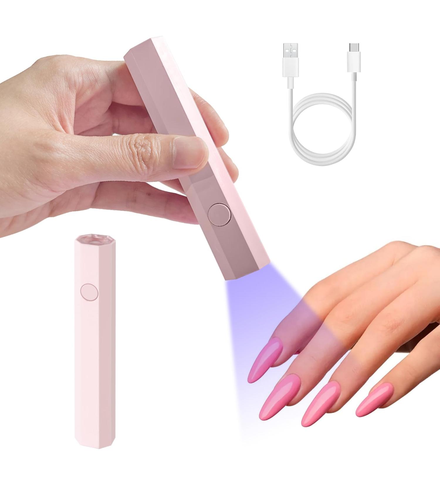 Mini UV Lamp for Gel Nails Small Nail Lamp Nail Dryer for Gel Nail Polish Portable 3W UV LED Lamp 20s/60s Timing Modes Nail Art Tool for Home DIY Gift for Women (Polygonal Pink) - Buy Online on GoSupps.com