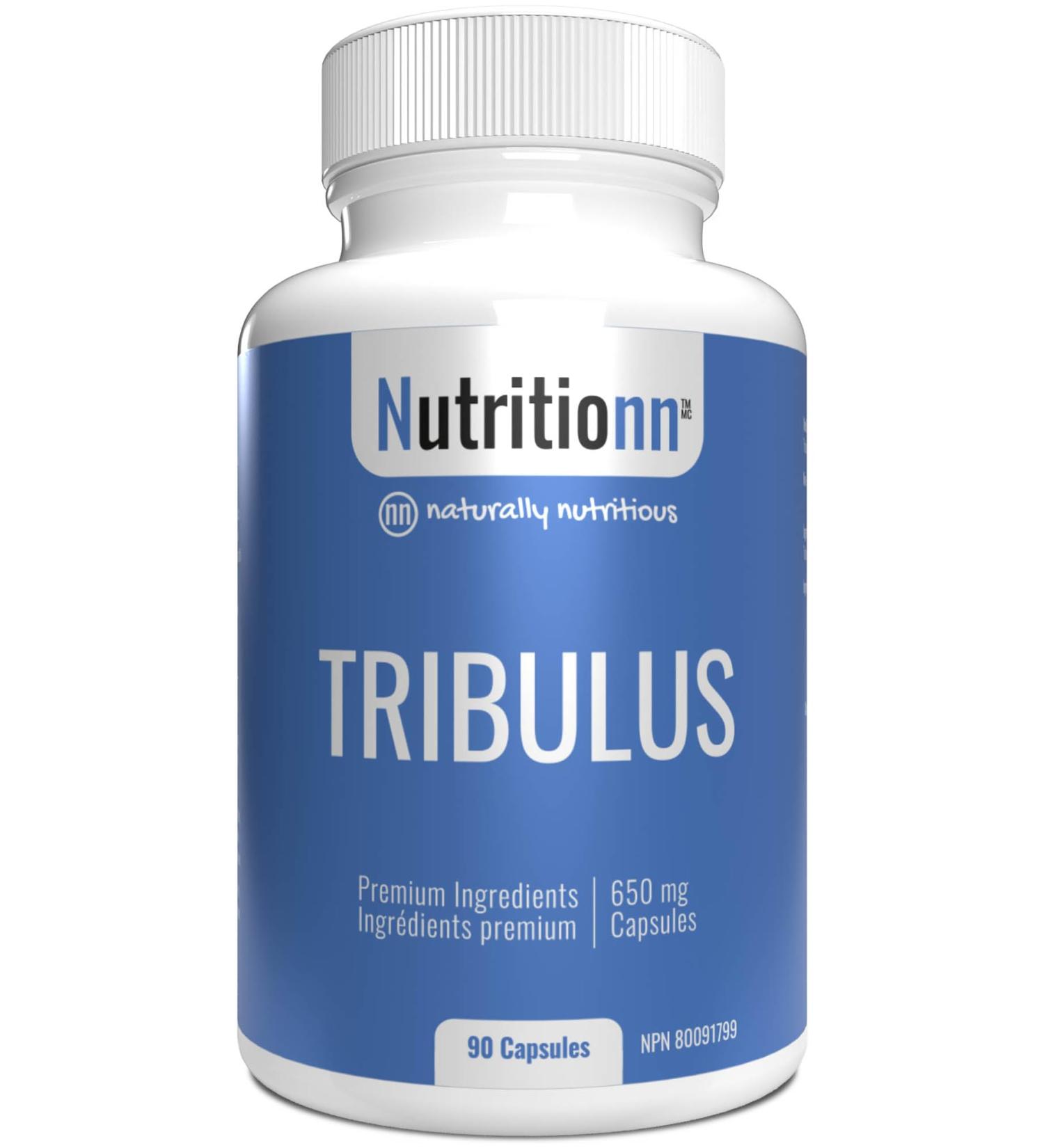 Tribulus Terrestris by Nutritionn - 650 mg Pure Tribulus Capsules 90 Count - Premium Natural Health Supplement for Men - Non-GMO Third-Party Tested Made in Canada - Buy Online on GoSupps.com