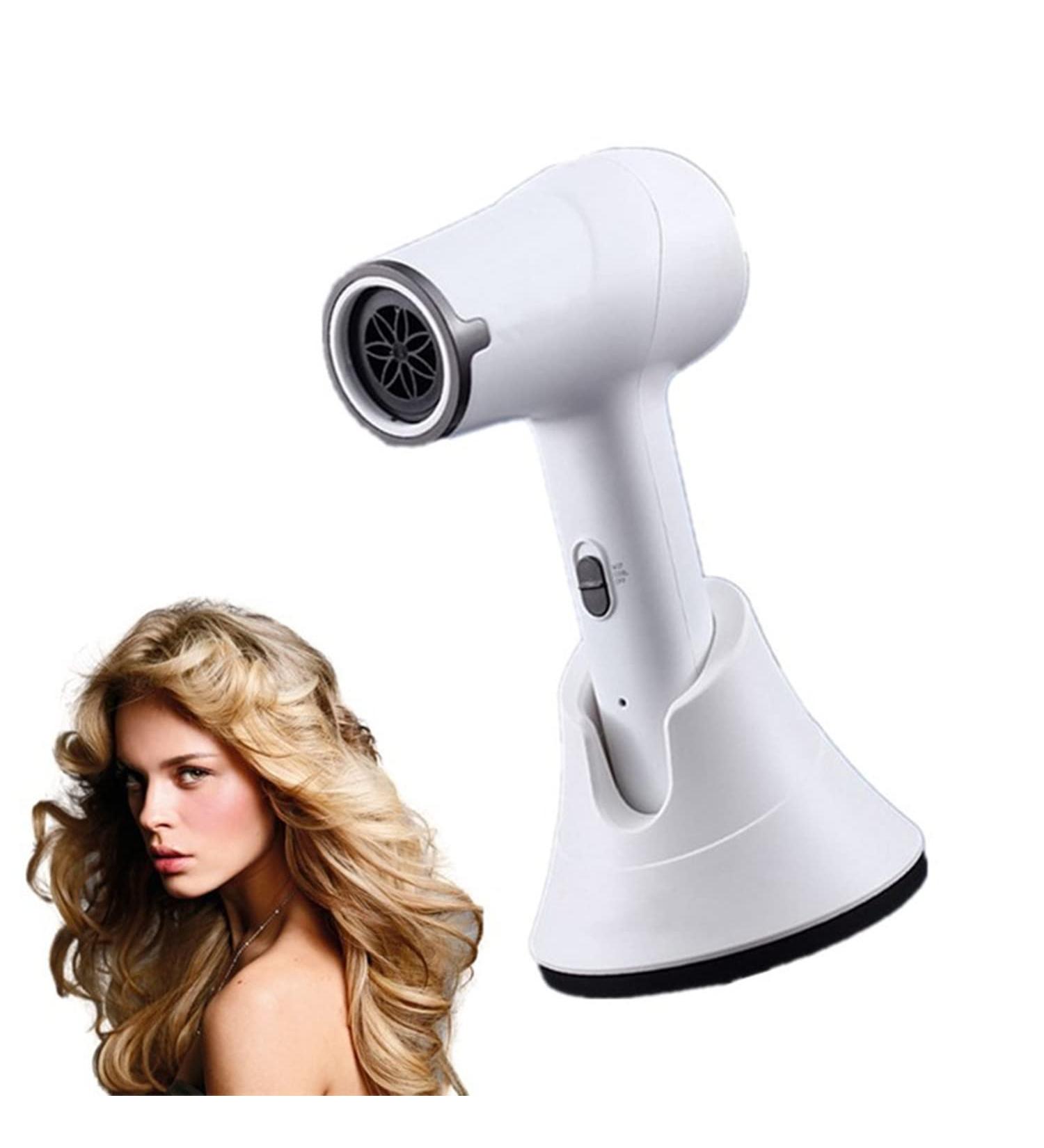 Cordless Hair Dryers Rechargeable Wireless Hair Dryer Hot & Cold Air Hairdryer with Nozzle & Charging Base for Travel School Outdoor Indoor - Buy Online on GoSupps.com