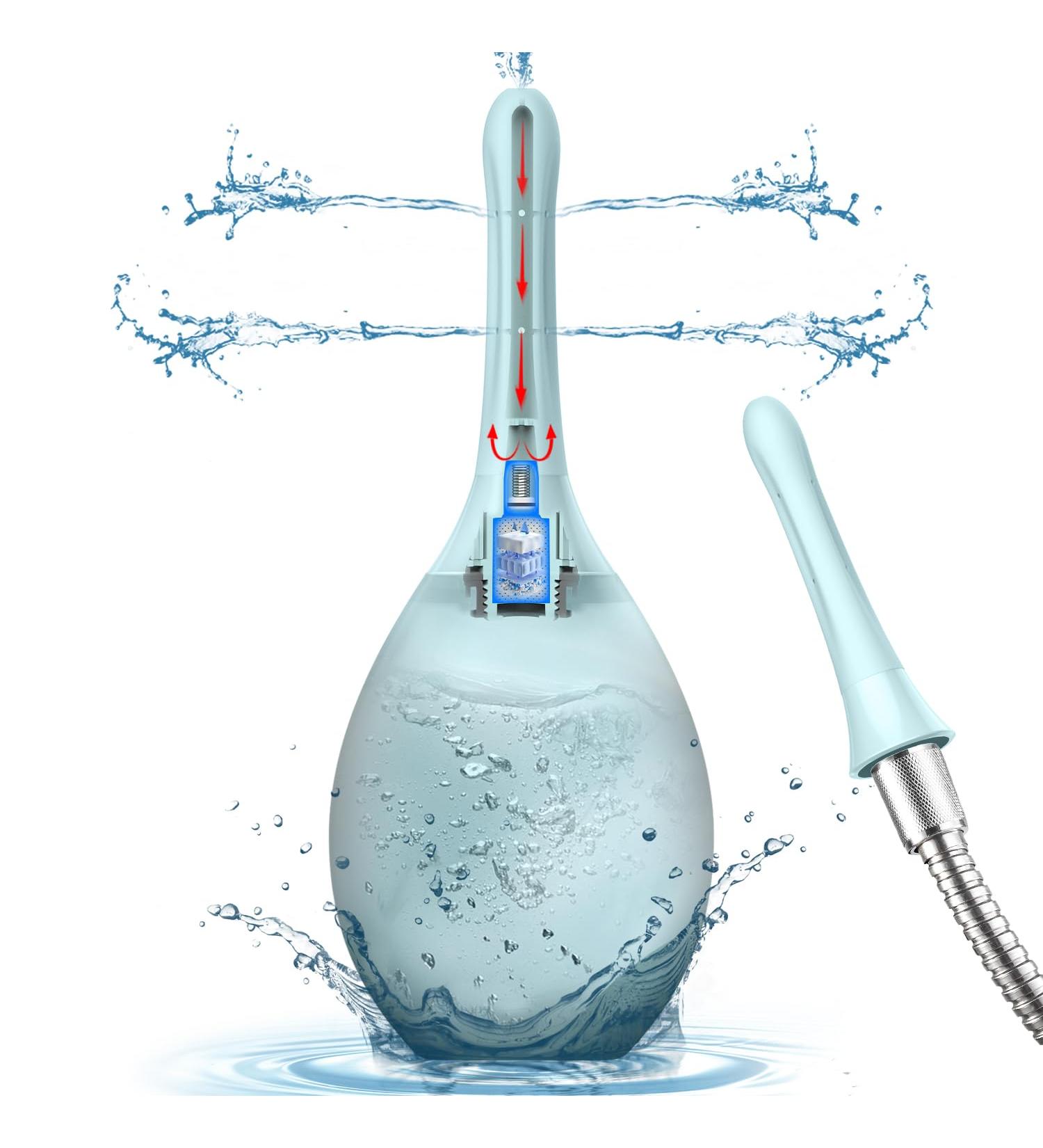 PropoDusche 245ml Portable Douche Enema Kit - Anti Back-Flow, 7-Hole Nozzle, Silicone Bulb for Men and Women - Blue 1 - Buy Online on GoSupps.com