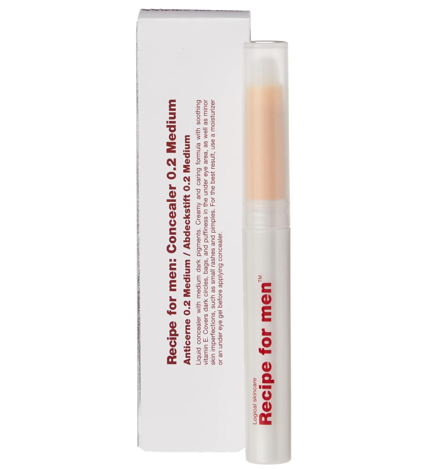 RECIPE for Men Concealer 02 Medium - Vitamin E Enriched Covers Dark Circles & Blemishes for All Skin Types - Made in Sweden - Buy Online on GoSupps.com