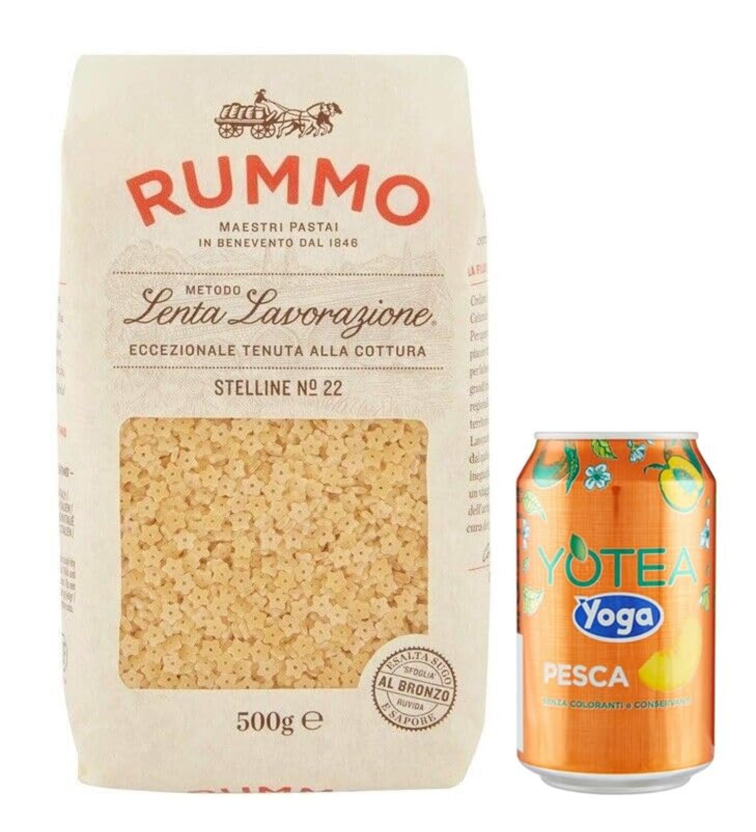  Rummo Rummo Pasta Stelline N 22 Pack of 8 Italian pasta made from durum wheat semolina 500g + 1 box of peach iced yoga tea 330ml - Buy Online on GoSupps.com