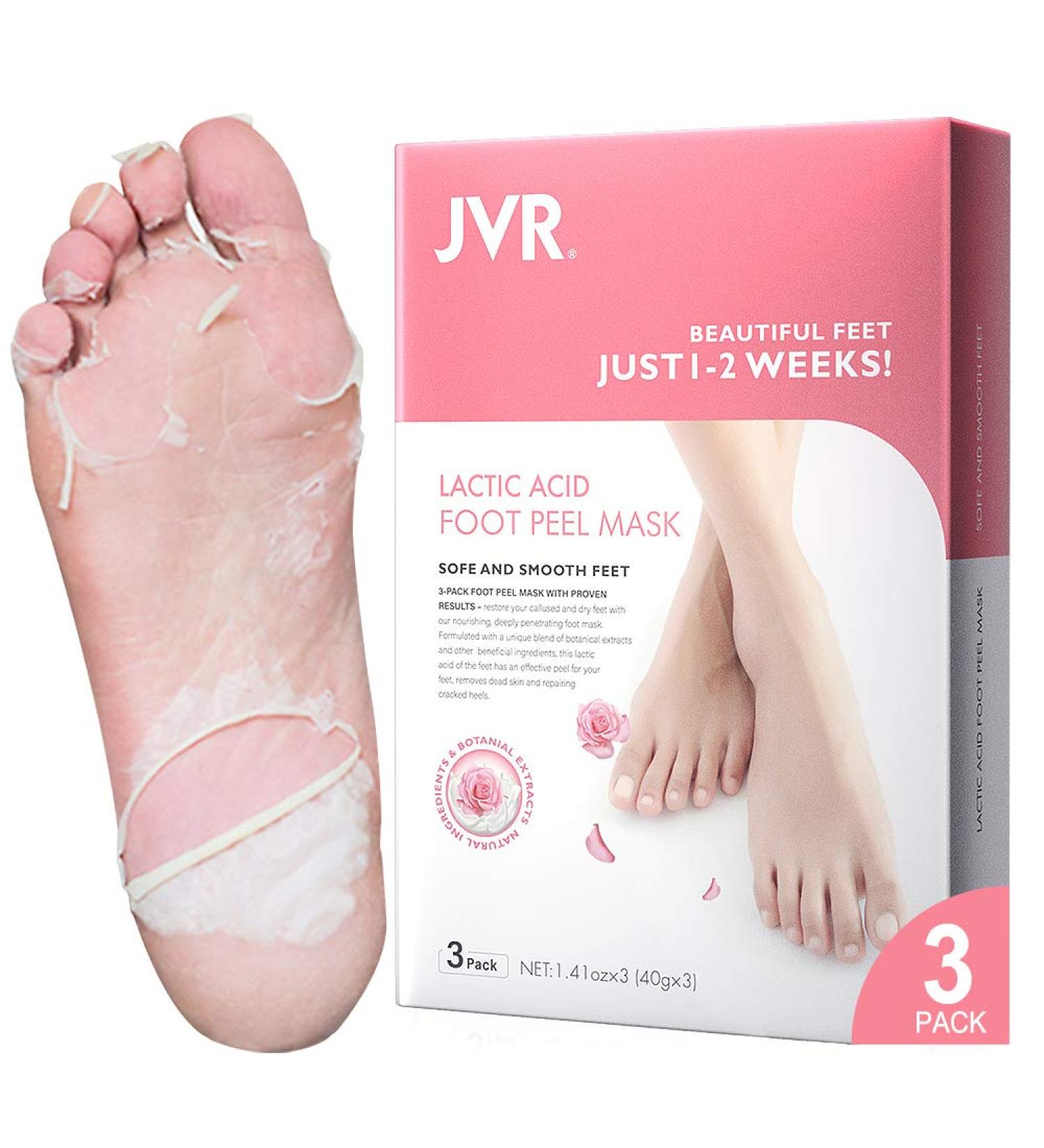 Foot Peel Mask 3 Pack JVR Lactic Acid Foot Mask Foot Exfoliating Socks Foot Care for Callus Remove Repair Cracked Heel & Dead Dry & Hard Skin Baby Soft Smooth Touch Feet (Rose) - Buy Online on GoSupps.com