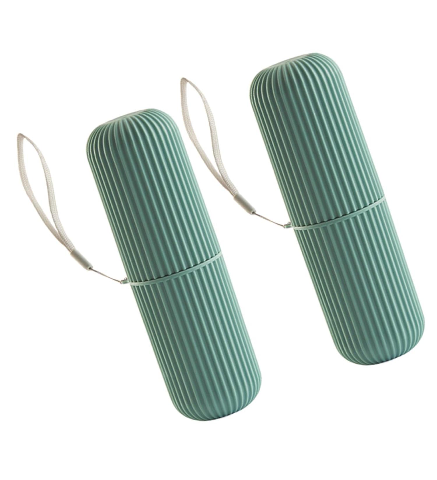 MARMERDO Toothbrush & Toothpaste Travel Organizer - 2 Piece Green Set (5.5x5.5x19cm) - Ideal for International Shipping - Buy Online on GoSupps.com