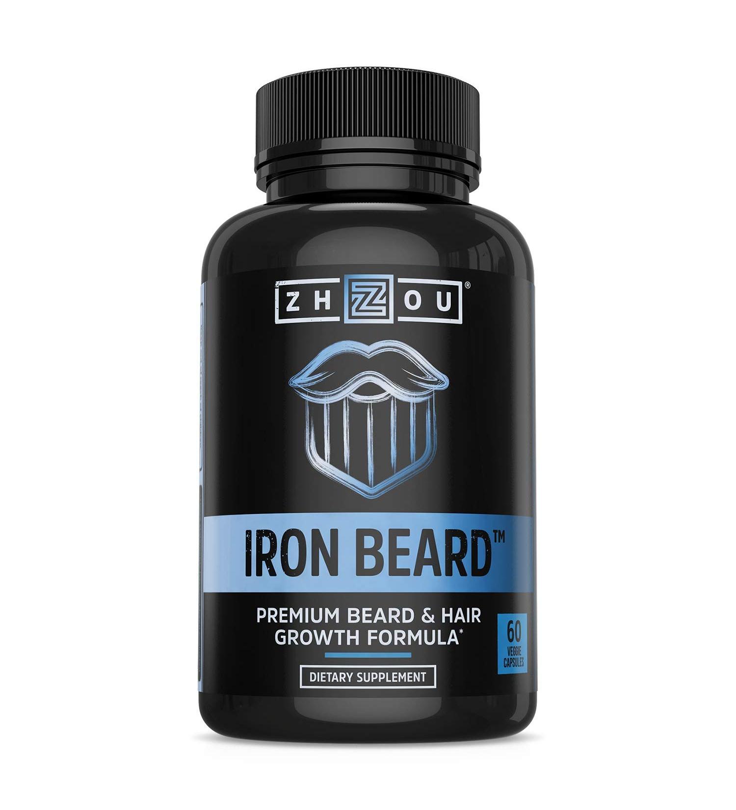 Zhou Nutrition Iron Beard - 60 Veggie Capsules for Healthy Hair Growth - Buy Online on GoSupps.com
