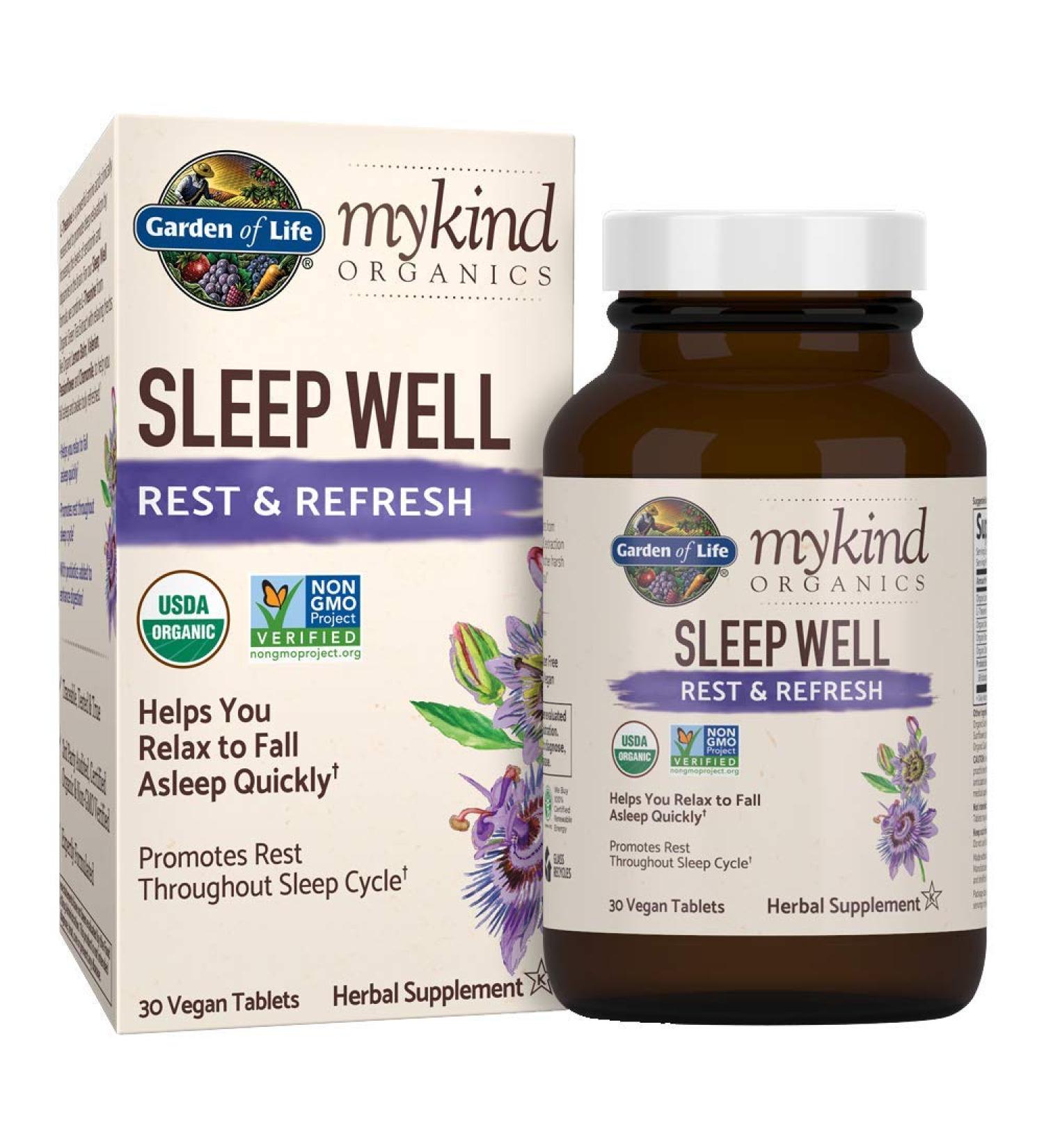 Garden of Life mykind Organics Sleep Well 30 Tablets - Lemon Balm, Green Tea Extract, Valerian Root - Organic, Non-GMO, Vegan, Gluten-Free - Buy Online on GoSupps.com
