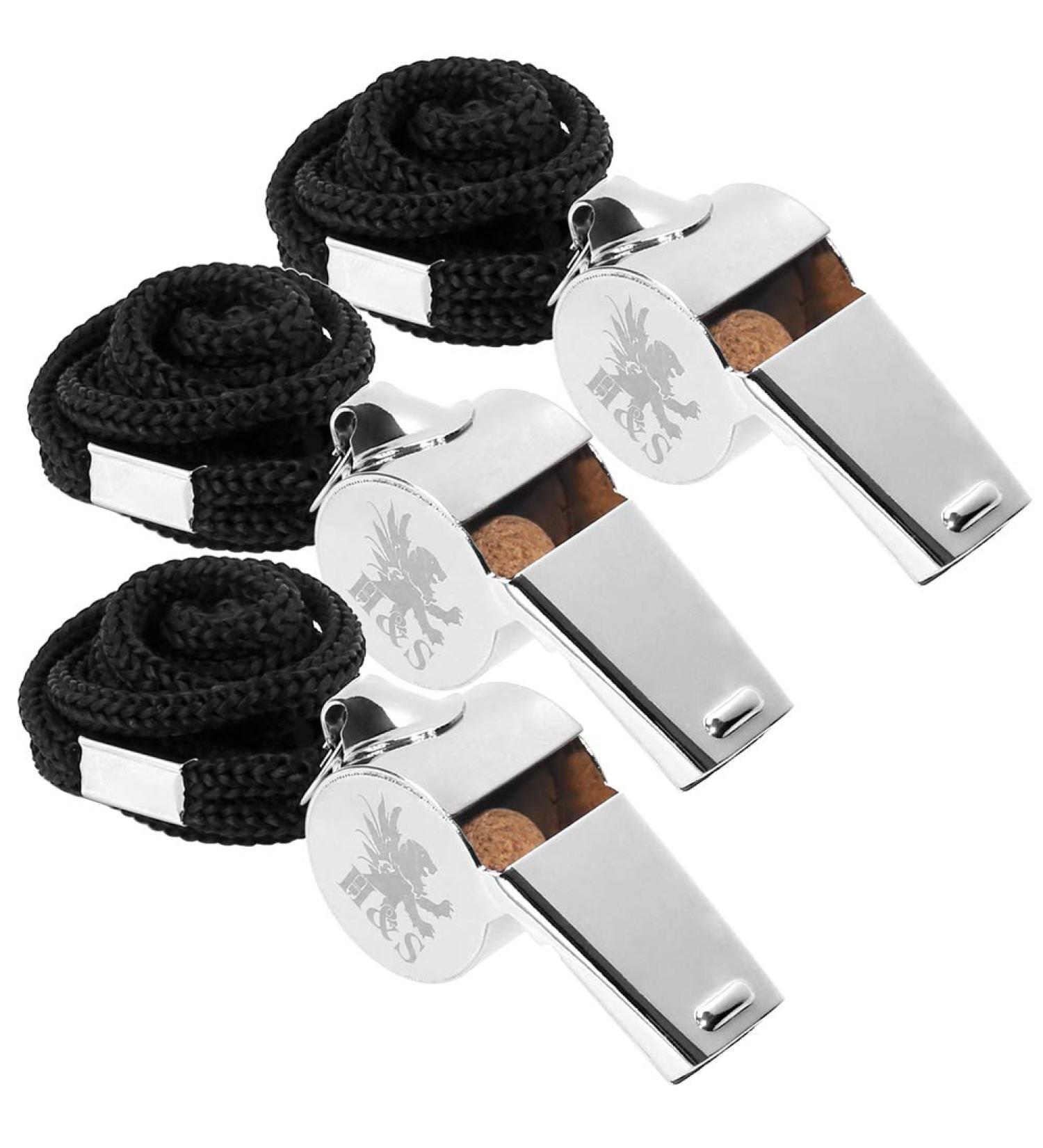 H&S Stainless Steel Trill Pipe Set - Metal Sports Whistles for Trainers Teachers Referees & Kids - Durable Black Band Design - Buy Online on GoSupps.com