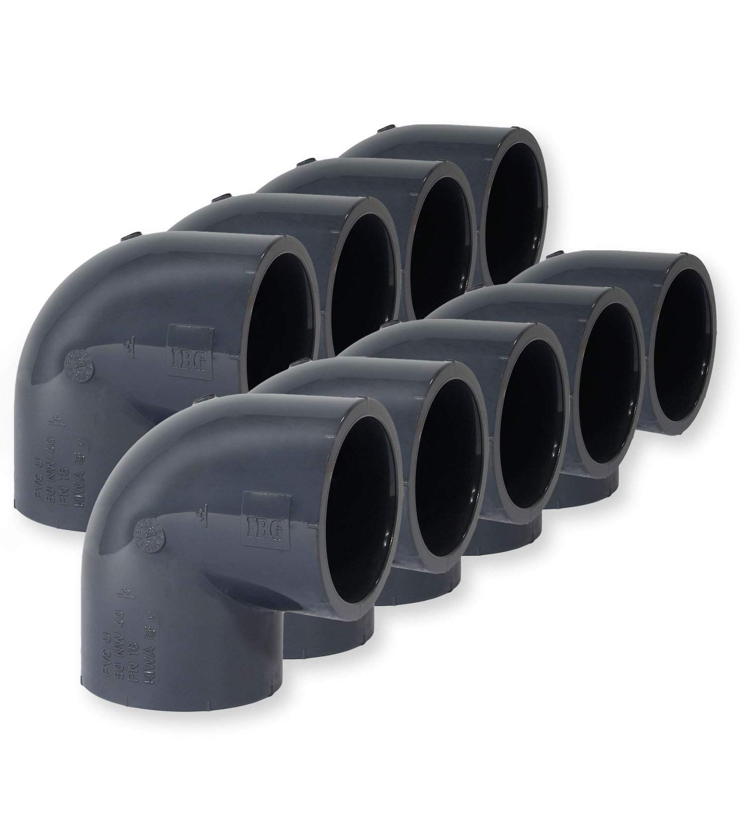 Paradies Pool PVC Fitting Angle 90 50mm - Premium Quality with Adhesive Sleeves | 9 Pieces | International Shipping - Buy Online on GoSupps.com