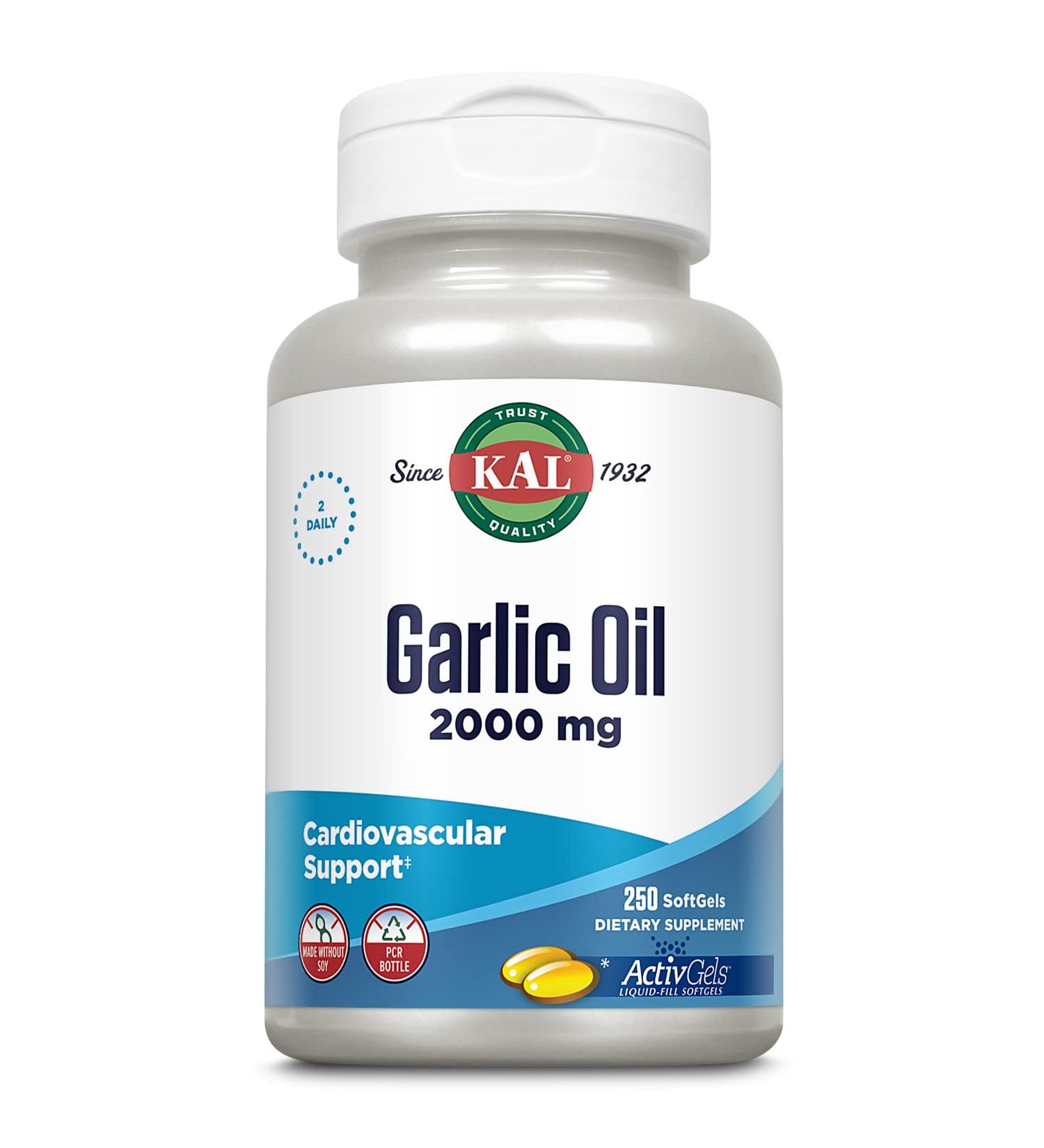 KAL Garlic Oil 2000 Softgels 250 Count 250 Count (Pack of 1)