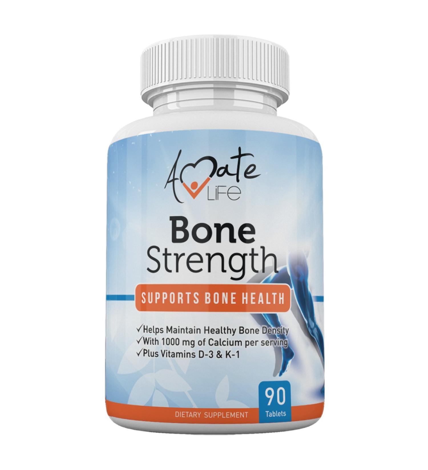 Amate Life Bone Strength - Calcium Magnesium Supplement with Vitamin D3 - 1000mg High Absorption Calcium for Women - 90 Tablets, Made in USA - Buy Online on GoSupps.com