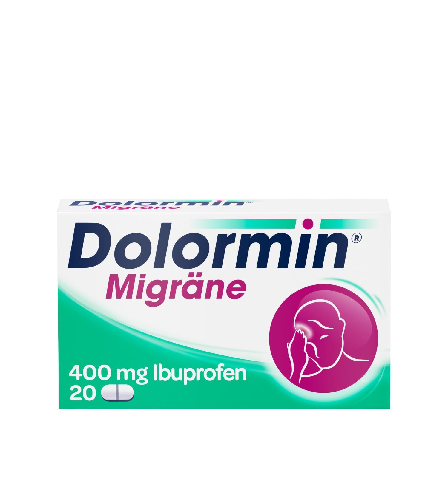 Dolormin Migraine - Effective Headache Relief for Migraine Attacks with & without Aura - 20 Tablets - Buy Online on GoSupps.com
