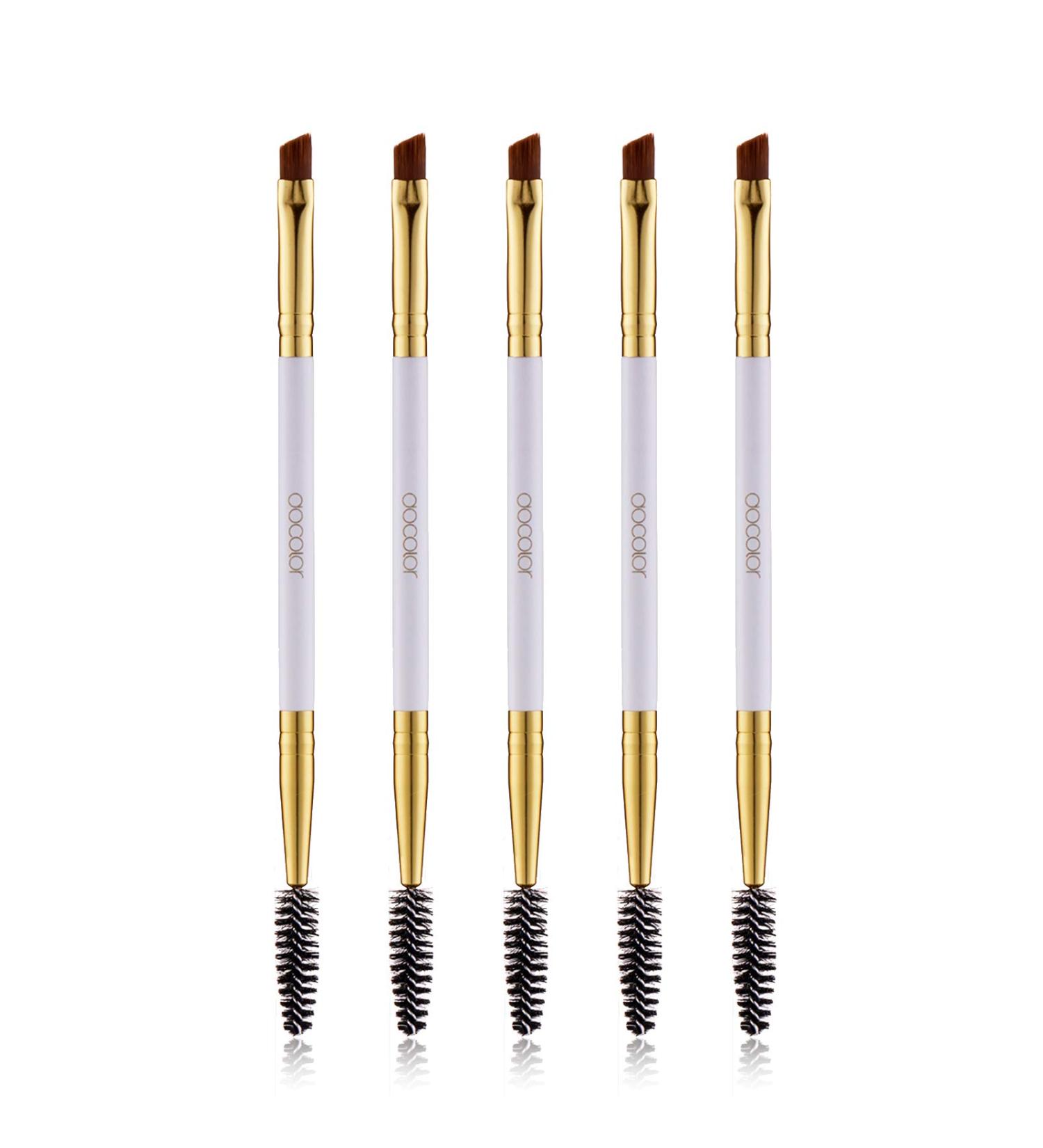 Docolor Duo Eyebrow Brush Set - Professional Eye Makeup Tool with Eyeshadow Brush and Spoolie Brush (5pcs White) - Buy Online on GoSupps.com