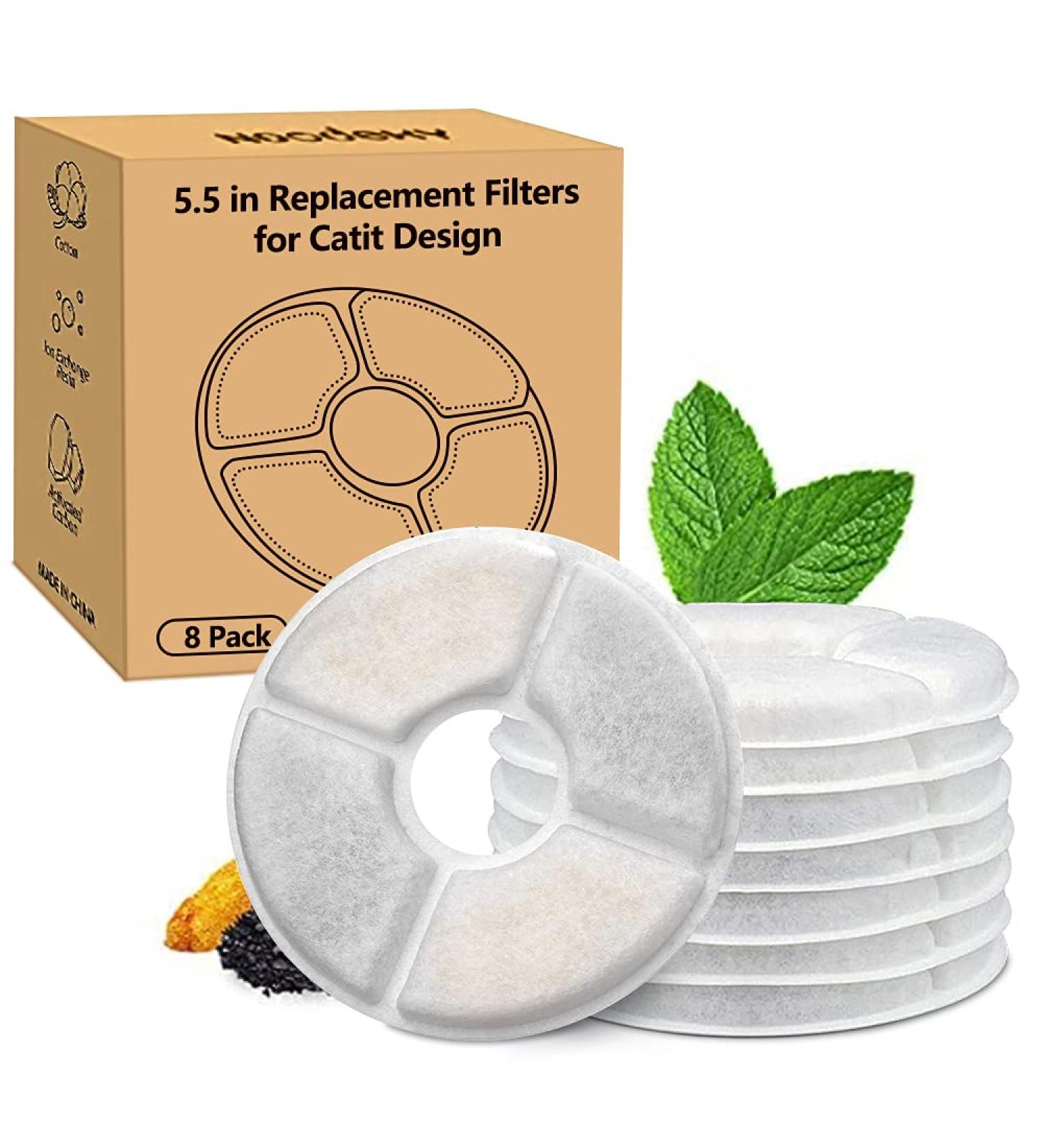 8-Pack Catit Senses & Flower Fountain Replacement Filters Pet Activated Carbon Filters - Buy Online on GoSupps.com
