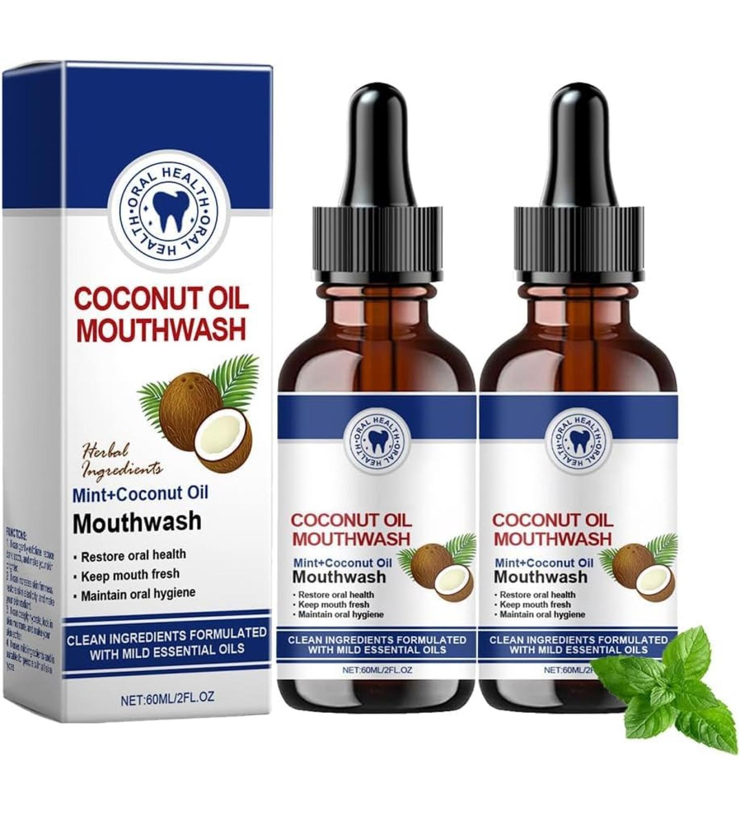 Ourlyard Coconut Oil Mouthwash Whitening Oil Mouthwash with Coconut and Peppermint Oil Freshens Breath Eliminates Bad Breath Whitens Teeth (2) - Buy Online on GoSupps.com