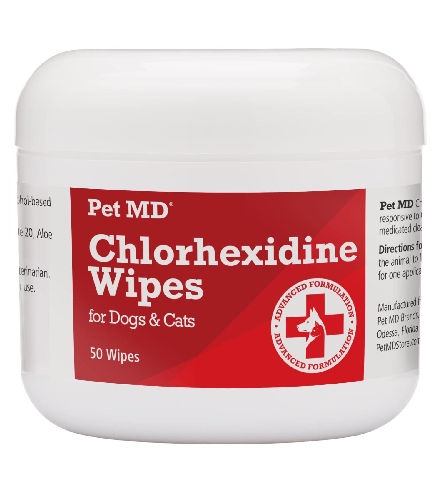 Pet MD Chlorhexidine Wipes with Ketoconazole and Aloe - 50 Count for Cats and Dogs - Buy Online on GoSupps.com