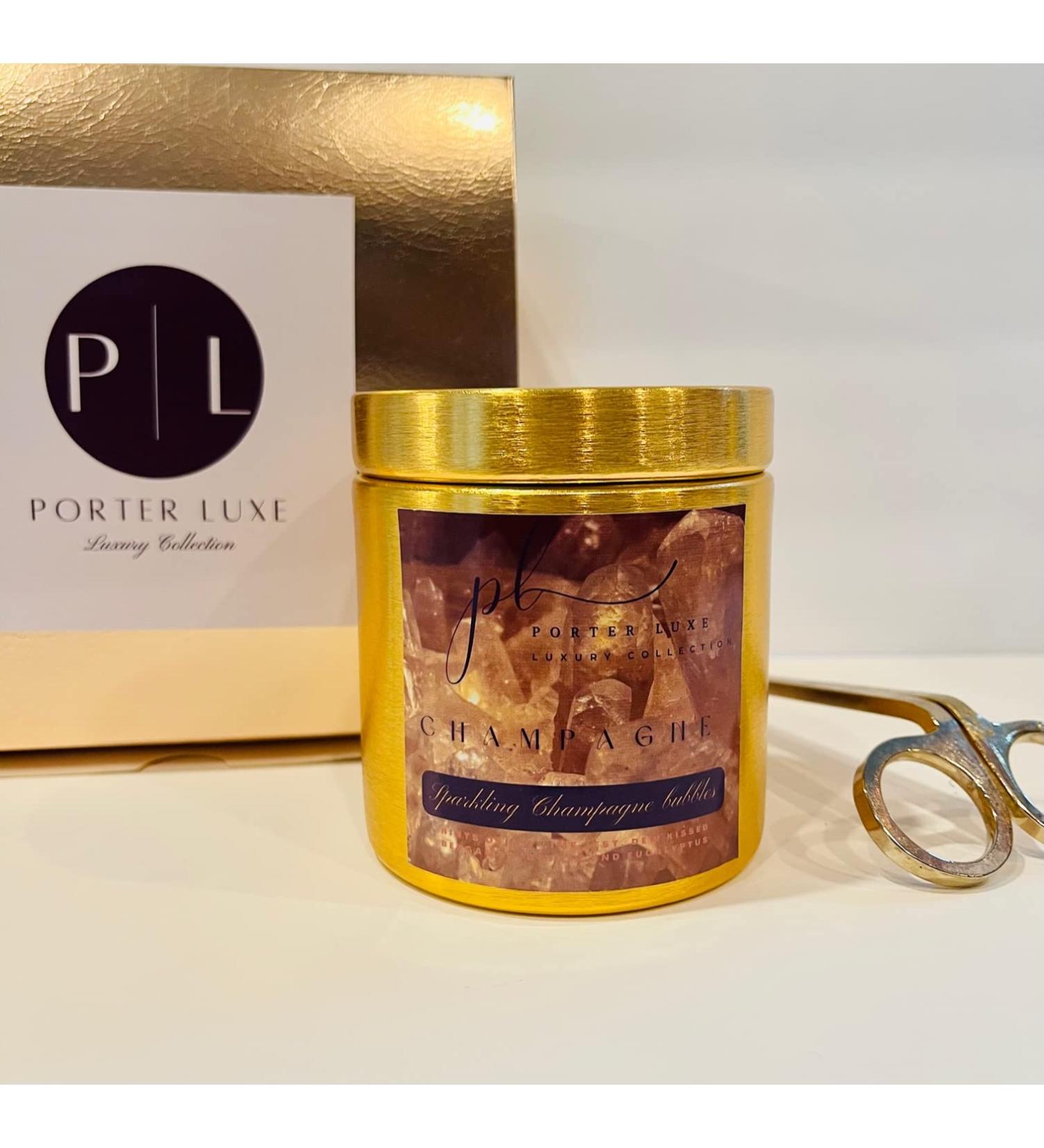 Porter Luxe Luxury Champagne Candle - Premium Wood Wick All Natural Coconut Apricot Wax Ideal Gifts for Him & Her Home Decor & Aromatherapy 8oz - Buy Online on GoSupps.com
