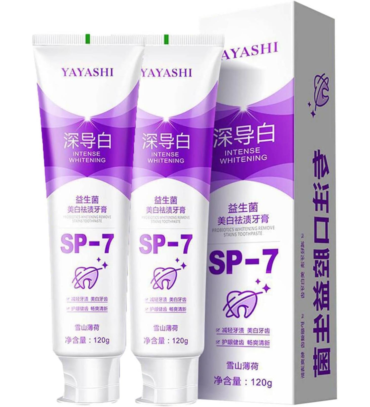 Yayashi SP-7 Probiotic Whitening Toothpaste - Lightening & Stain Removal (2PCs) | International Shipping Available - Buy Online on GoSupps.com