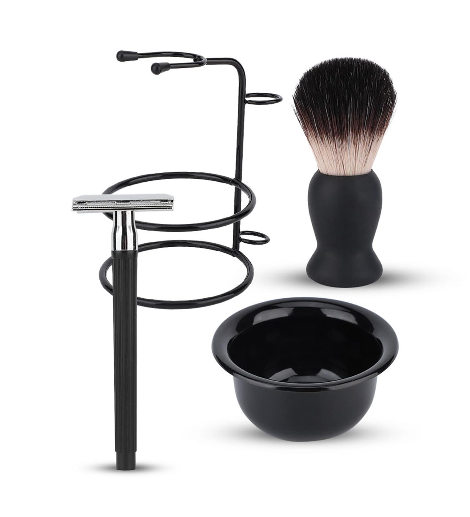 Professional Safe Shaver Set - Soft Brush Soap Dish & Stand Holder for Clean & Tidy Grooming | International Shipping - Buy Online on GoSupps.com