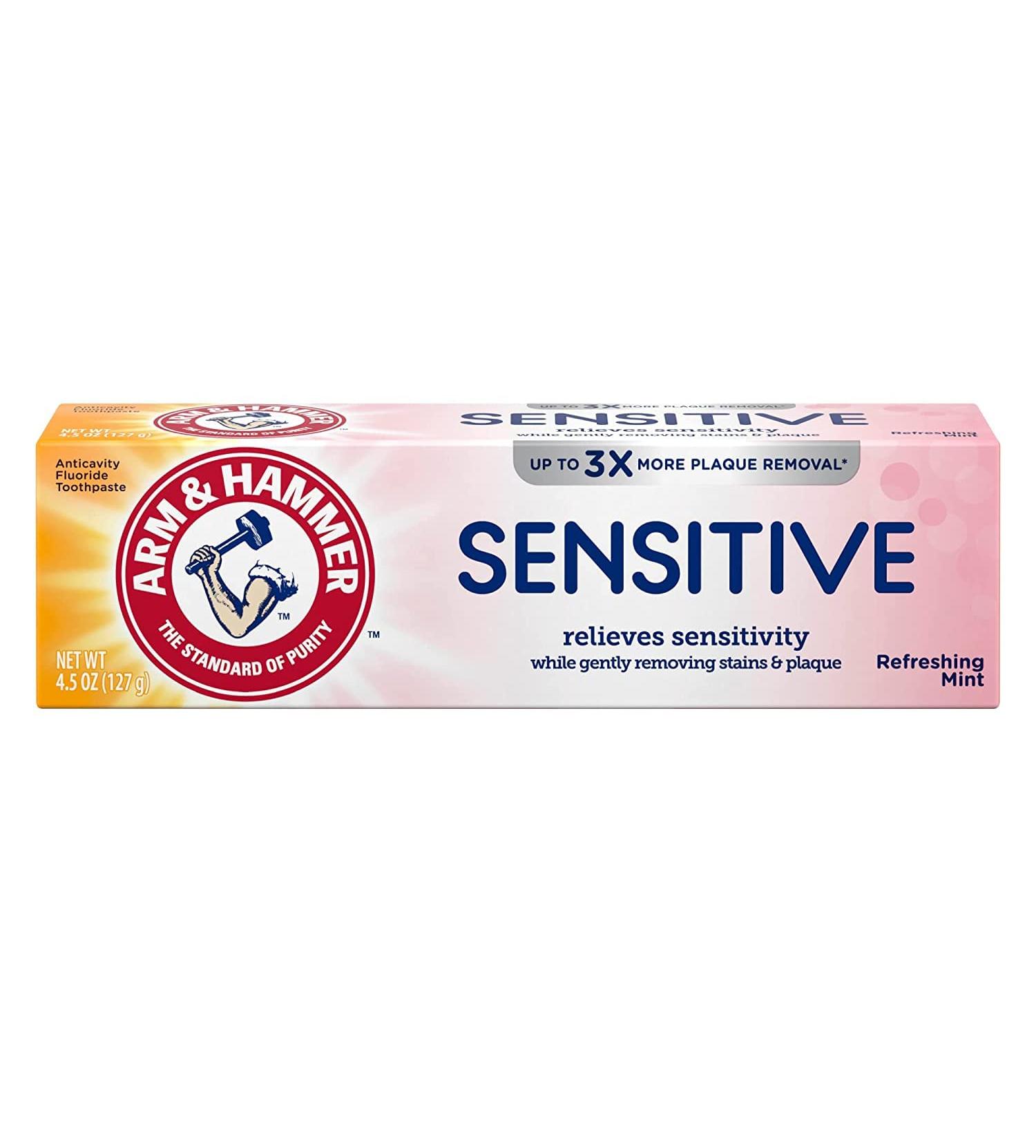Arm & Hammer Sensitive Toothpaste - Anticavity Fluoride Whitening Fresh Mint 4.5 oz (Pack of 3) - Buy Online on GoSupps.com