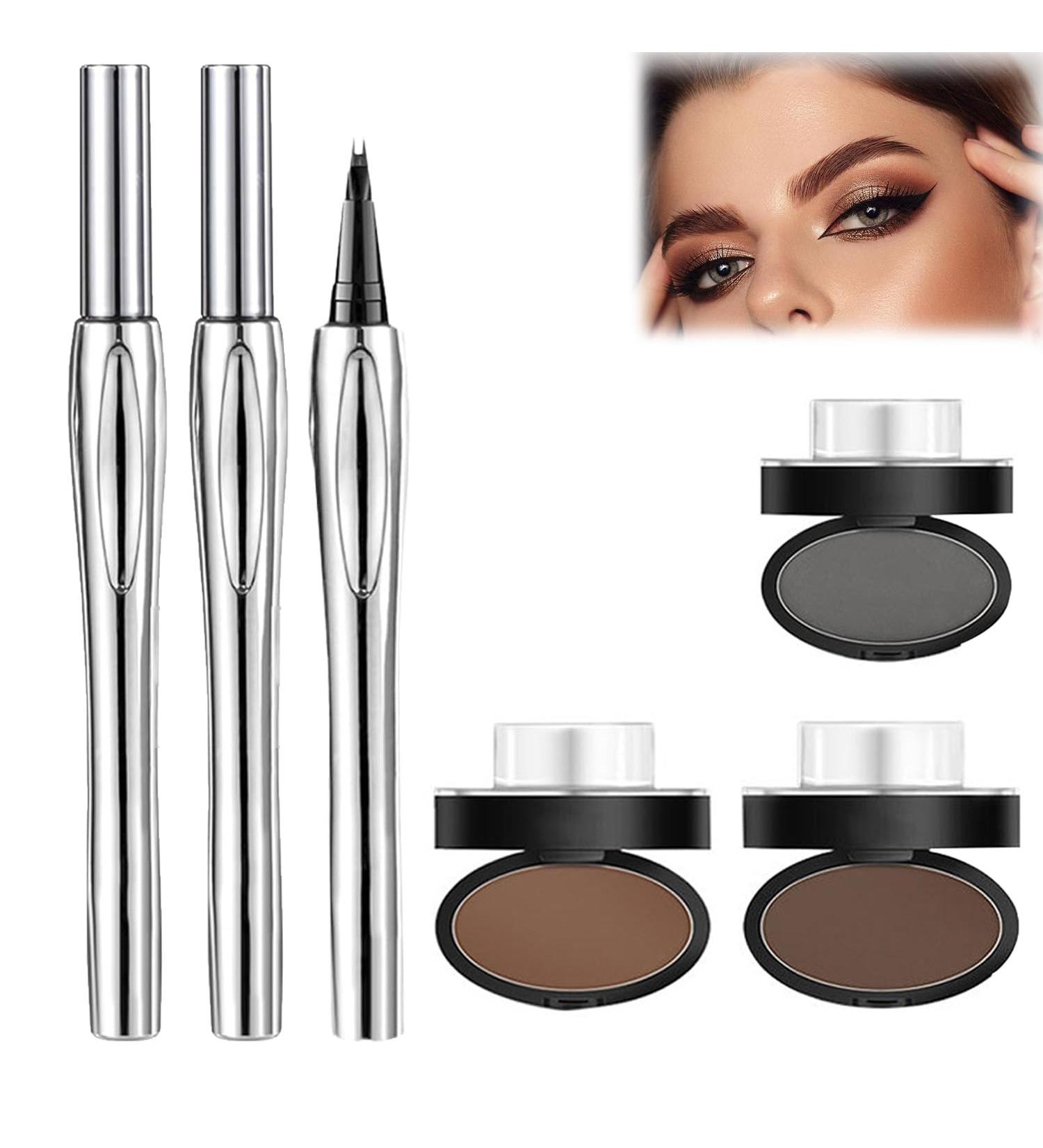 Cooklesa Eyebrow Long-Lasting Natural 3D Waterproof Microblading Eyebrow Pencil Cooklesa Upgraded Natural Waterproof Eyebrow Pen with Microfine Tip (Brown+Black+Gray brow +Eyebrow Stamp) - Buy Online on GoSupps.com