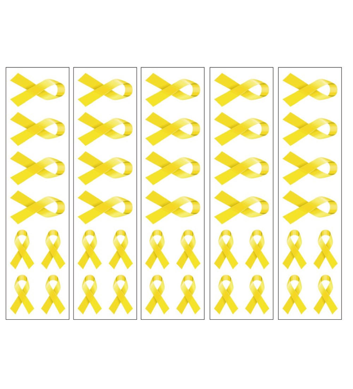 40 Yellow Ribbon Temporary Tattoos: Sacroma  Bone Cancer Awareness Tattoo