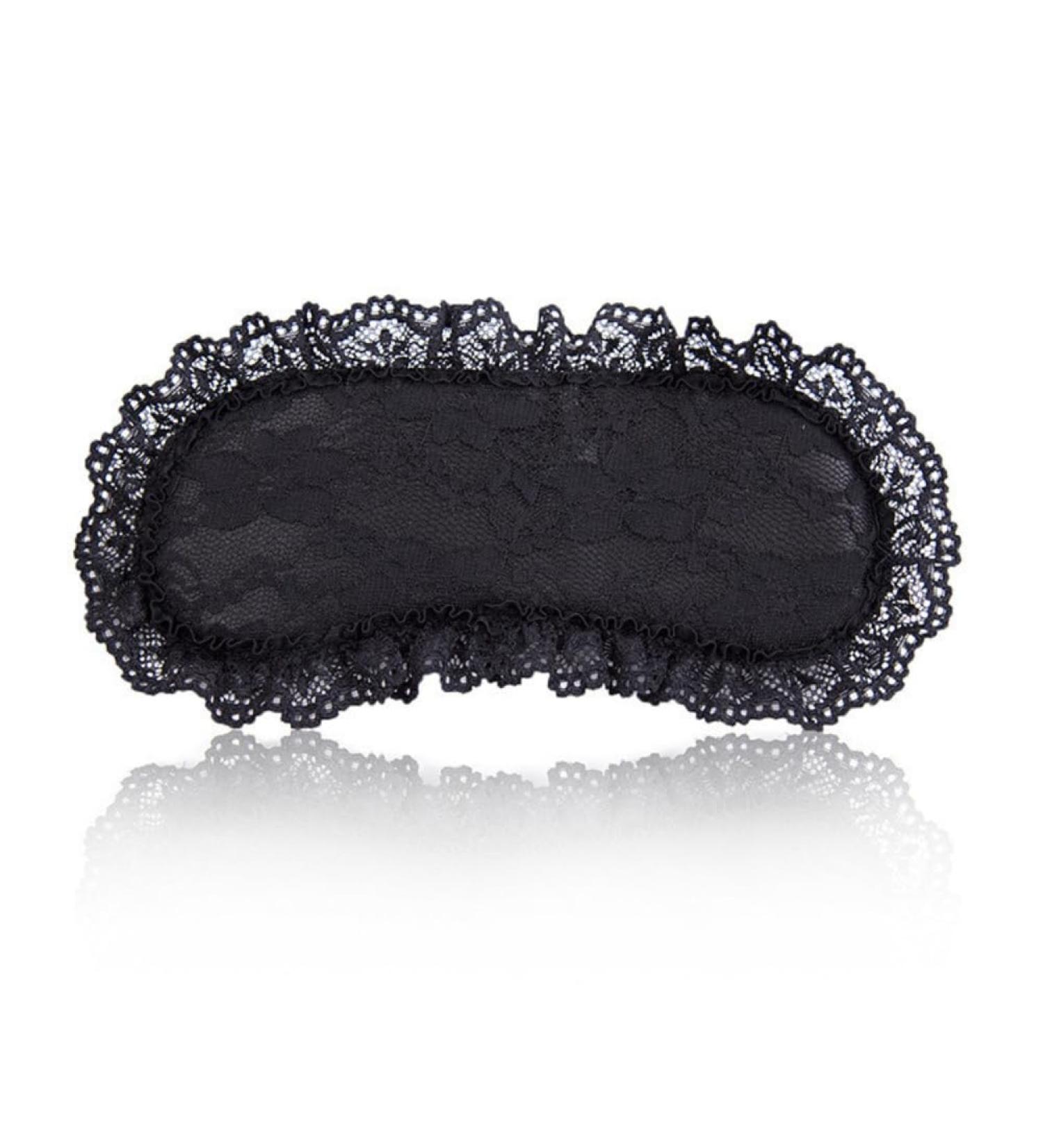 Soft Lace Eye Mask - Adjustable Satin Sleeping Mask for Travel Meditation & Costume Parties - Black - Buy Online on GoSupps.com