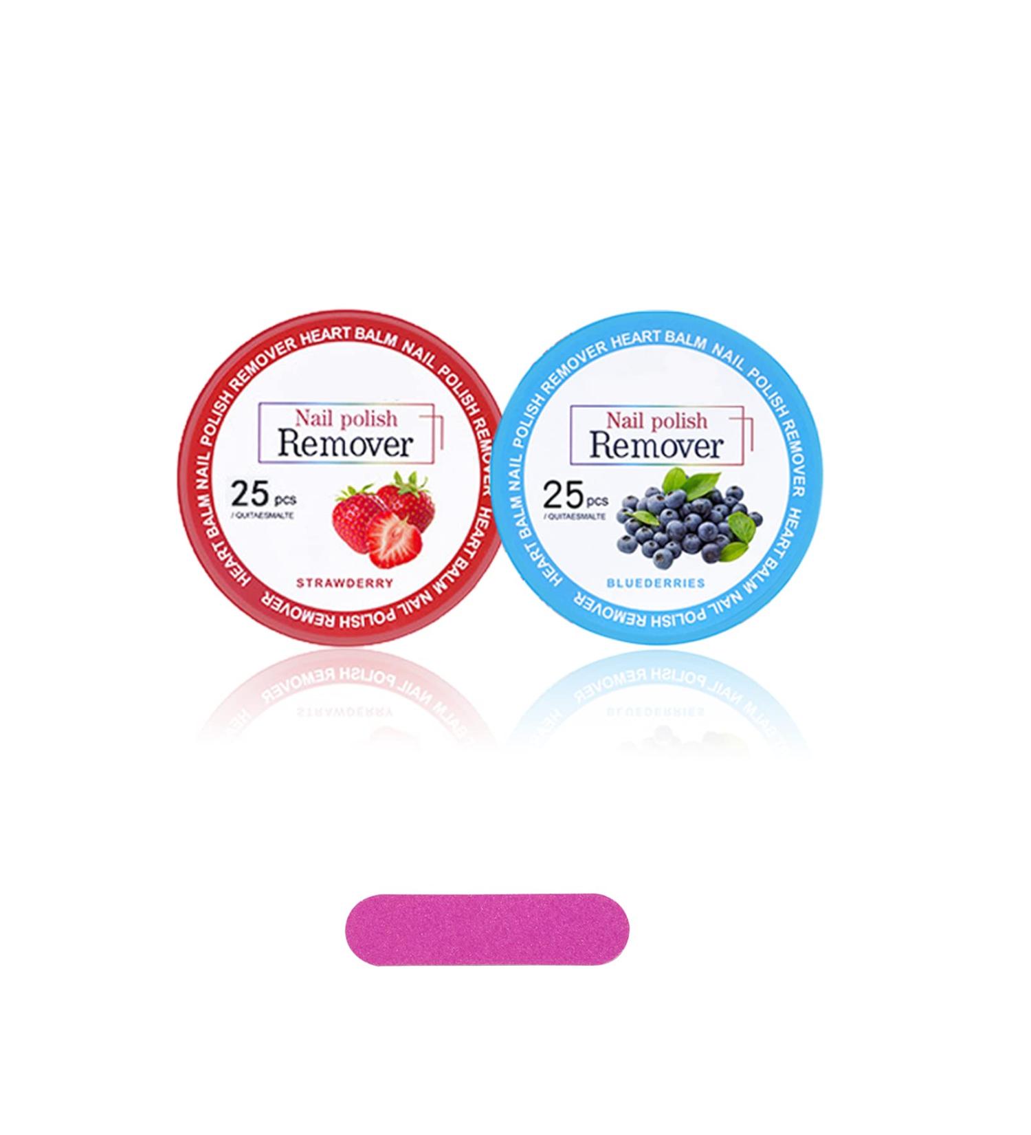 50PCS Nail Polish Remover Pads Gel Nail Wipes Nail Paint Remover Nail Varnish Remover Pads Lint Free Wipes for Nails Easy to Carry Instant Removal Nail Wipes (Strawberries Blueberry)