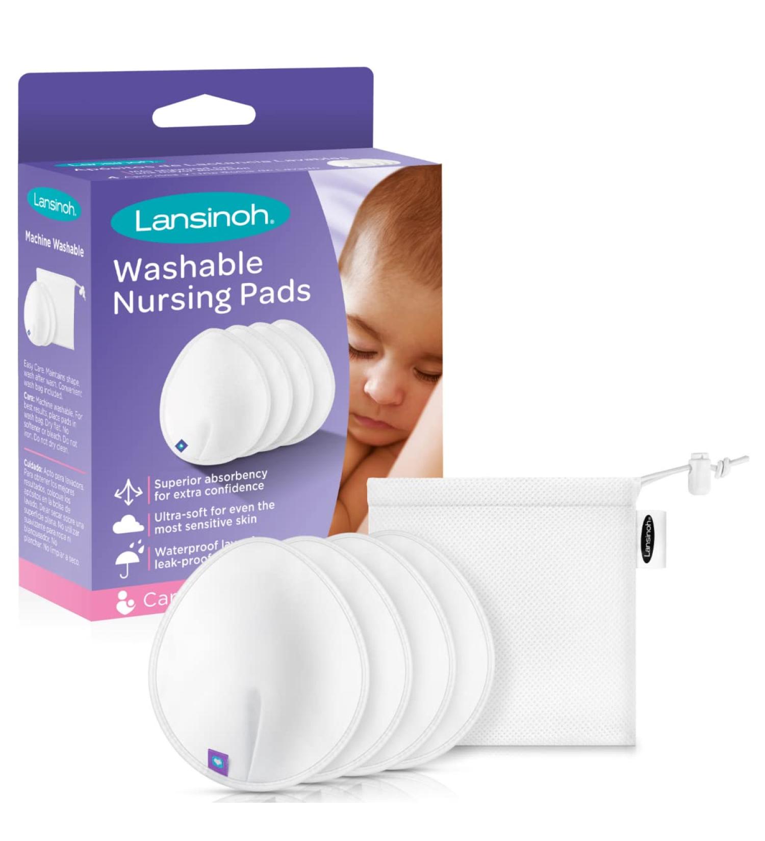 Lansinoh Washable Nursing Pads - 4 Pack with Wash Bag | Ultimate Breastfeeding Comfort - Buy Online on GoSupps.com