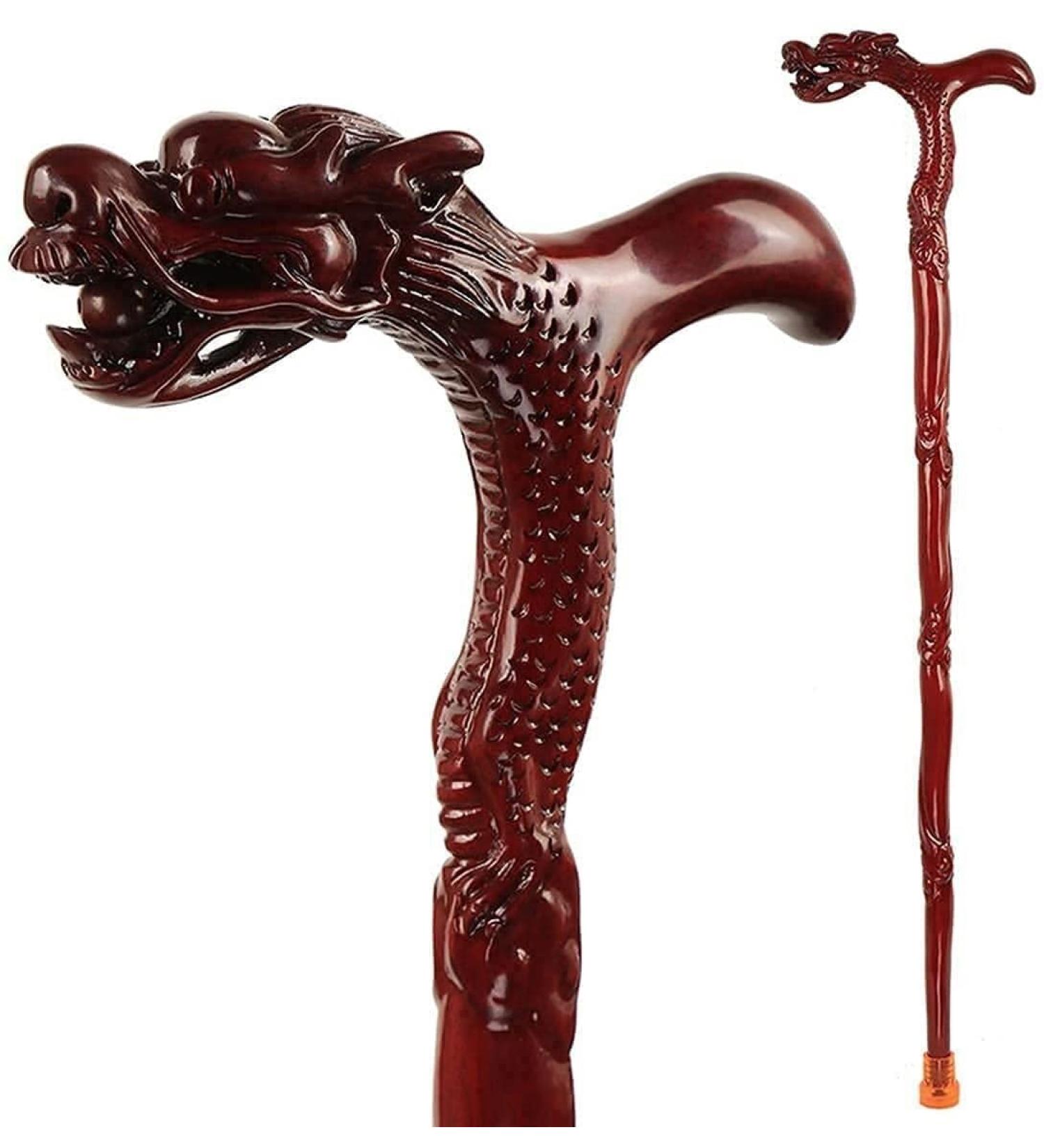 Walking Sticks Hardwood Walking Sticks for Man and Woman | Carved Exquisite Dragon Handle | Rosewood Cane Walker Assisting WoodenCanes for Men and Women - Buy Online on GoSupps.com