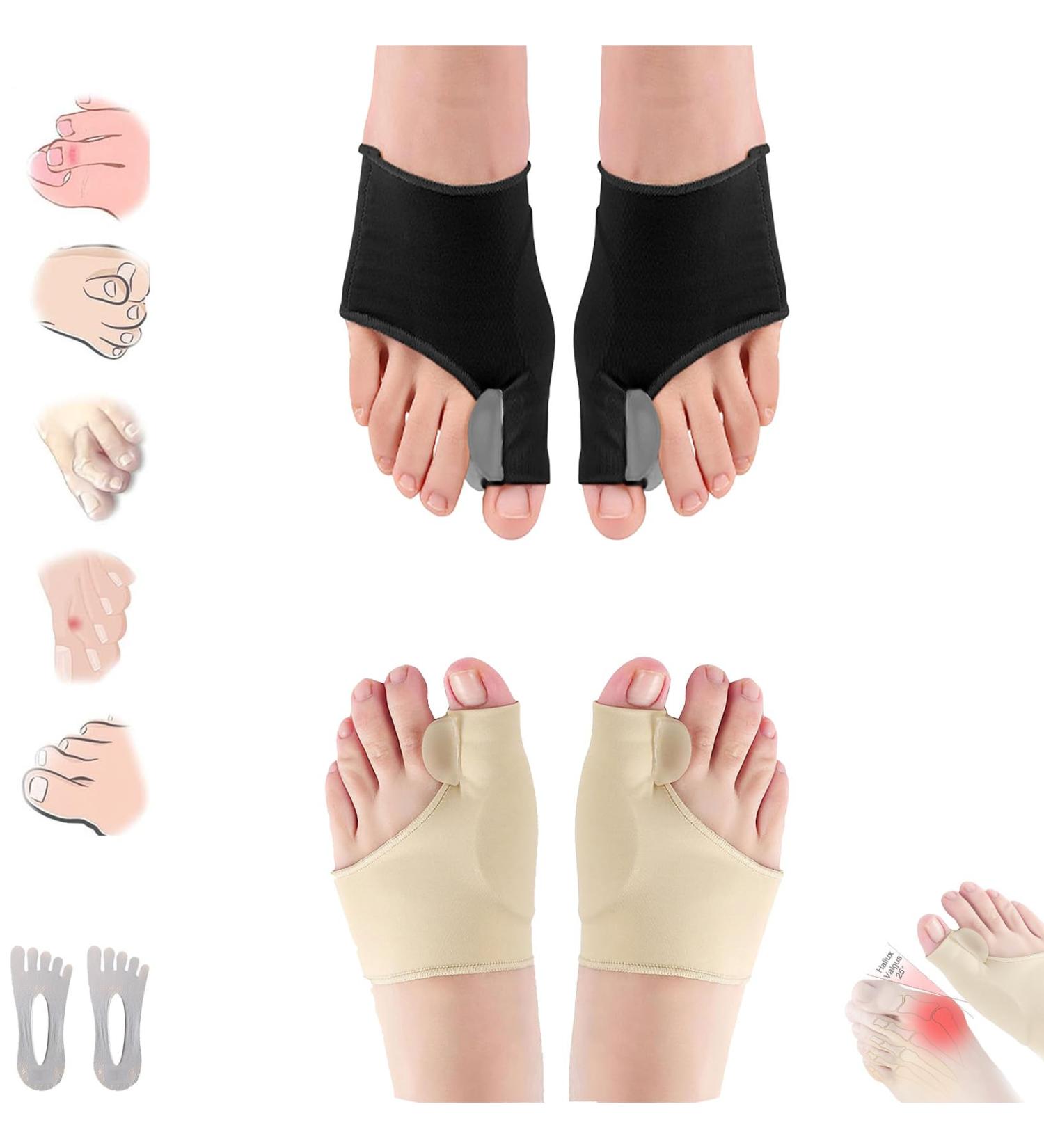 Smilamo Premium Bunion Corrector Sock | Comfortable Orthopedic Big Toe Straightener Brace for Women - 2 PCs Black & Skin - Buy Online on GoSupps.com