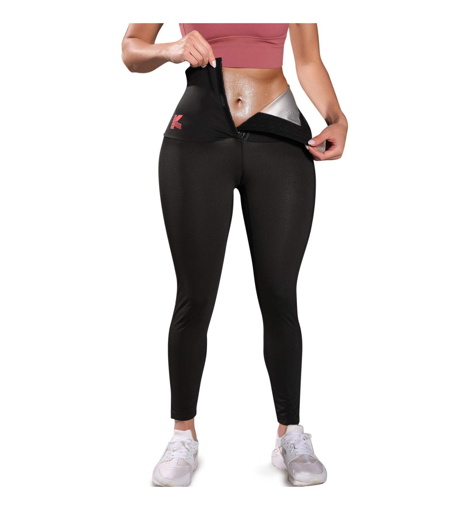 KUMAYES Sauna Leggings Women's High Waist Compression Sweat Pants - Black XL - Buy Online on GoSupps.com