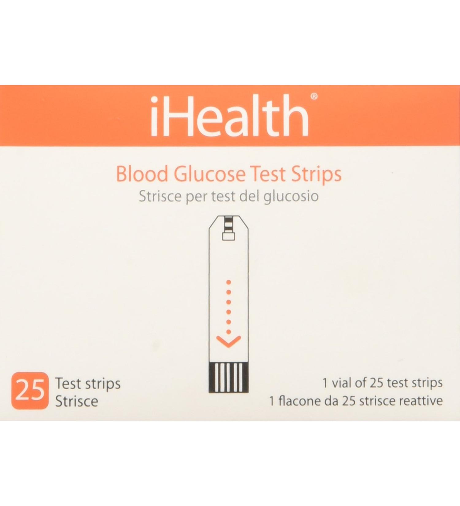 GIMA 23511 iHealth Blood Glucose Test Strips - 25 Pieces for Accurate Diabetes Monitoring | International Shipping Available - Buy Online on GoSupps.com