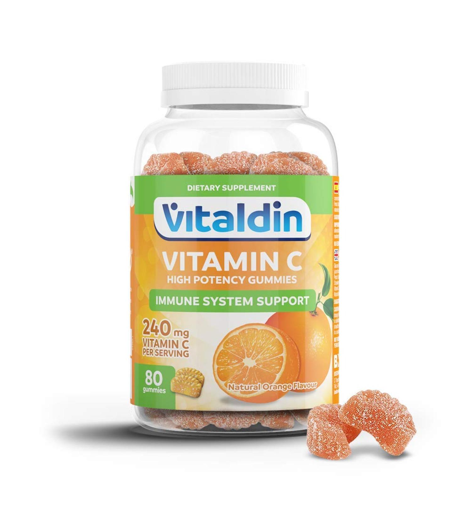 VITALDIN Vitamin C Gummies 240mg - 80 Chewable Gummies (40 Days Supply) | Orange Flavour | Gluten Free for Kids & Adults - Buy Online on GoSupps.com