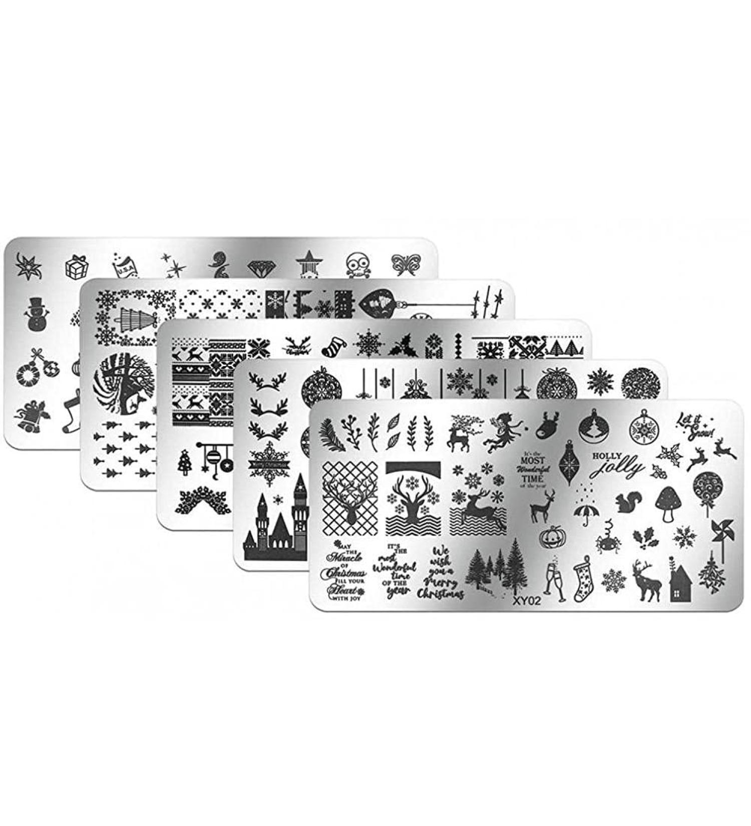 6-Piece Nail Art Stamping Plates Set - Christmas Tree Deer Snowflake Designs | Mwoot International Shipping - Buy Online on GoSupps.com
