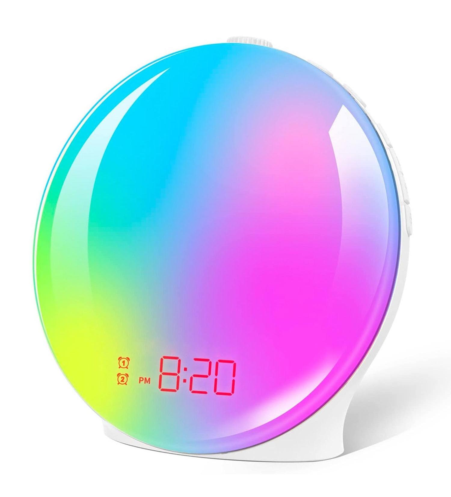 Buy Sunrise Alarm Clock | Light Alarm Clock with Snooze & Dual Alarms | 10 Natural Sounds & 7-Color Atmosphere Lamp - International Shipping - Buy Online on GoSupps.com