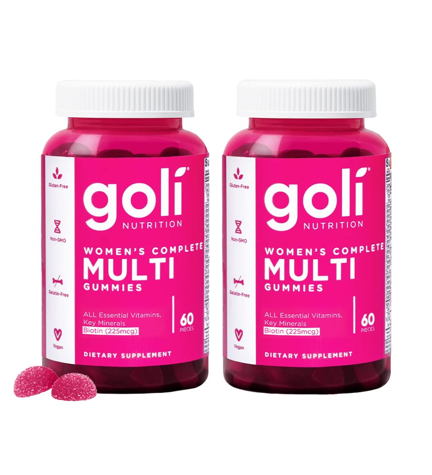 Goli Women's Multi Gummies - Complete Daily Multivitamin with All 13 Essential Vitamins Biotin Zinc - Supports Hair Skin Nails Immune System - Vegan Non-GMO - 60 Count (2 Pack) - Buy Online on GoSupps.com