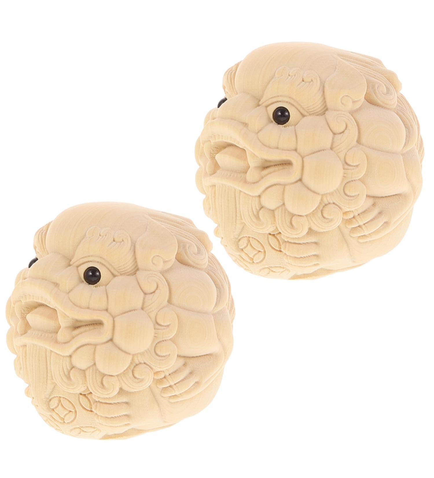 Hanabass Chinese Baoding Balls - 2 Wooden Piyao Dragon Massage Balls for Finger Exercise & Stress Relief - Buy Online on GoSupps.com
