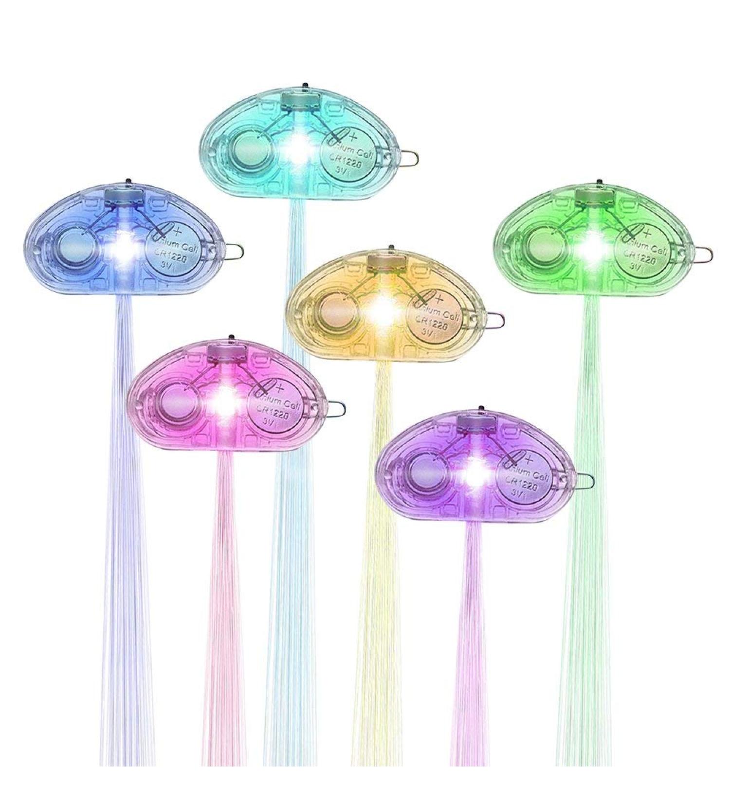 12Pcs LED Light-Up Fiber Optic Hair Extensions with Barrette | Alternating Colors | 14 Inch - Buy Online on GoSupps.com