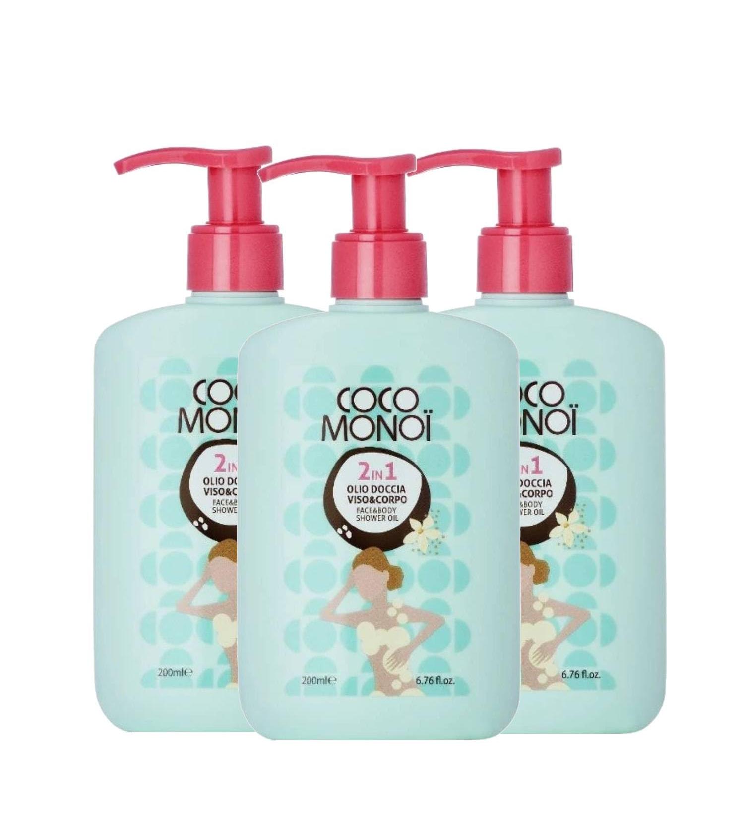  Coco Monoi 2 in 1 Face & Body Shower Oil - Nourishing & Moisturizing Coconut & Tiare Blossoms Scent Soft & Fragrant Skin 200ml (3 Count) - Buy Online on GoSupps.com