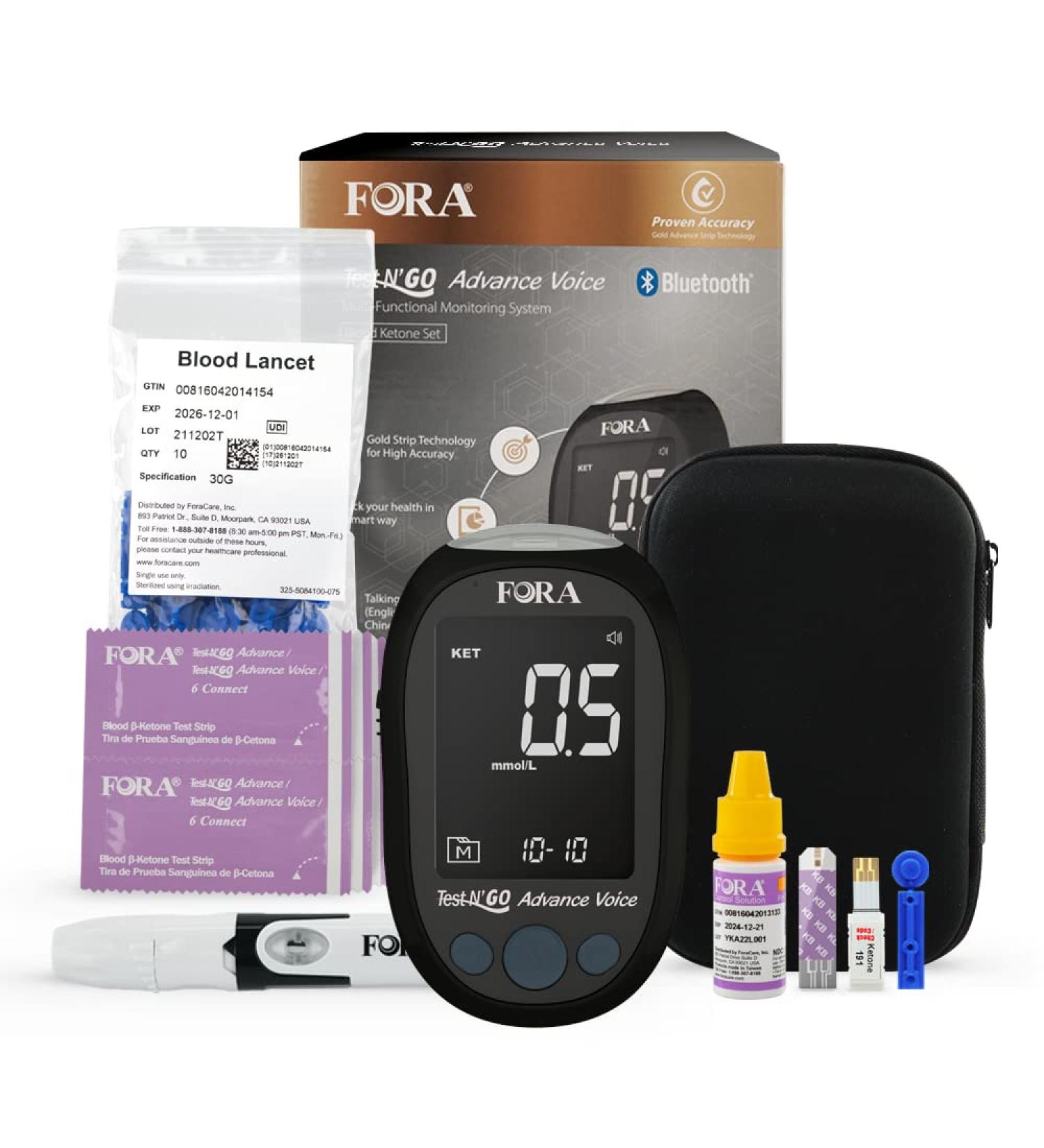 FORA Test N'GO Advance Voice Blood Ketone Kit - Keto Diet & Ketosis Monitoring (TN'G Checker) - Buy Online on GoSupps.com